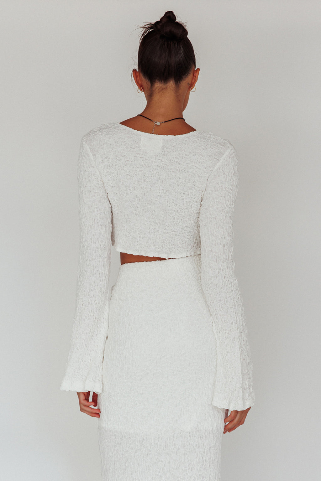 Treasures Flared Cuff Crop Top White by Selfie Leslie Australia