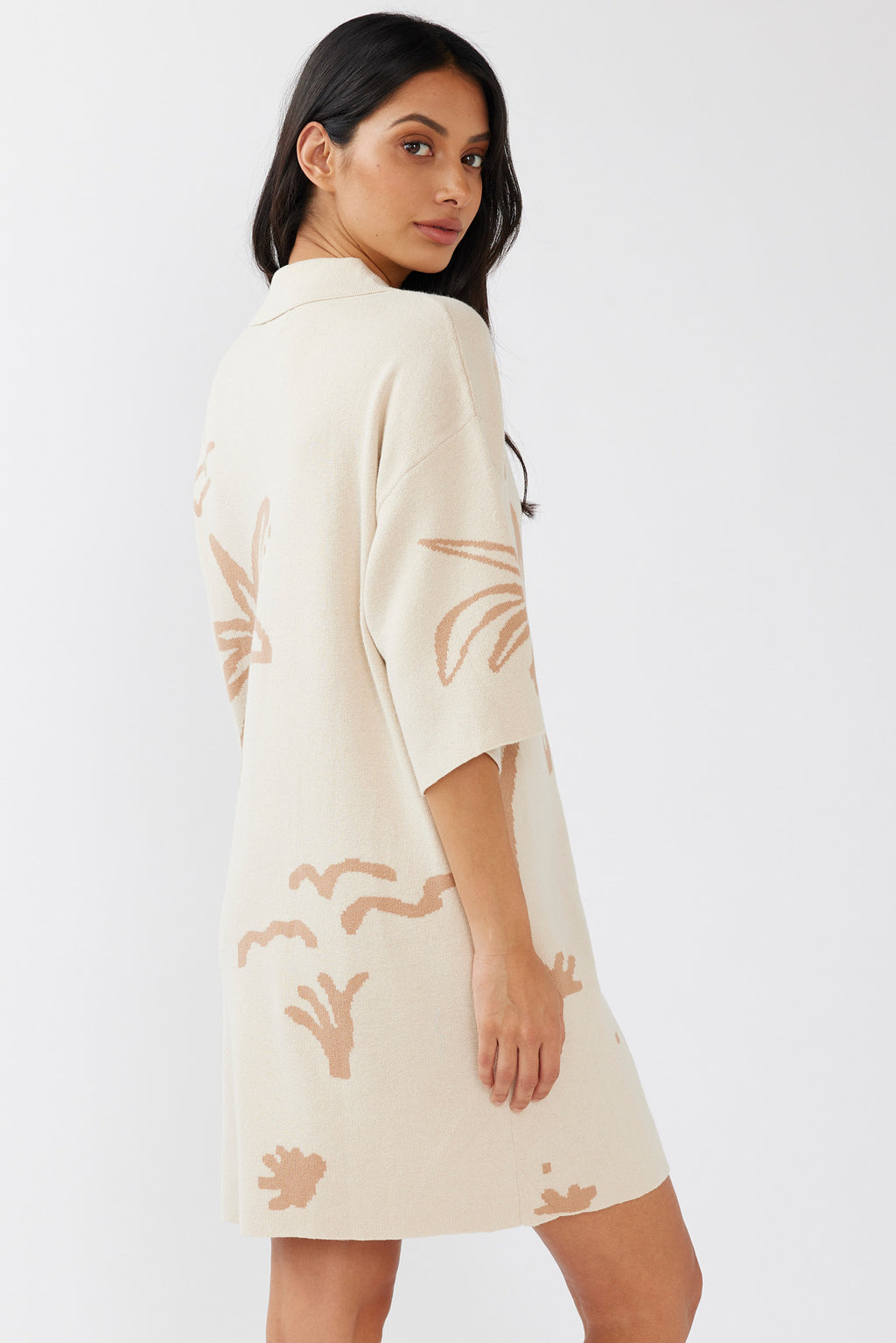 Nalani Button-Up Knit Dress Sand/Wood by Selfie Leslie Australia