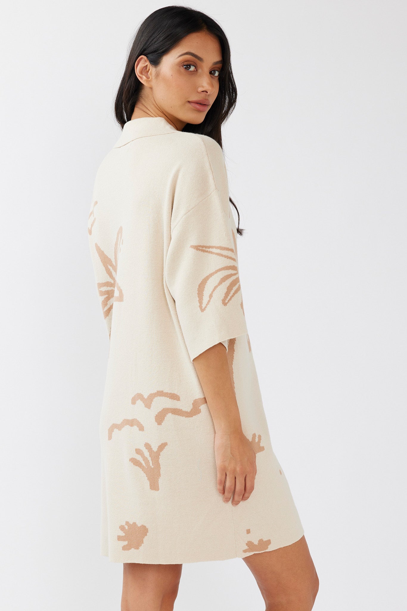 Nalani Button-Up Knit Dress Sand/Wood by Selfie Leslie Australia