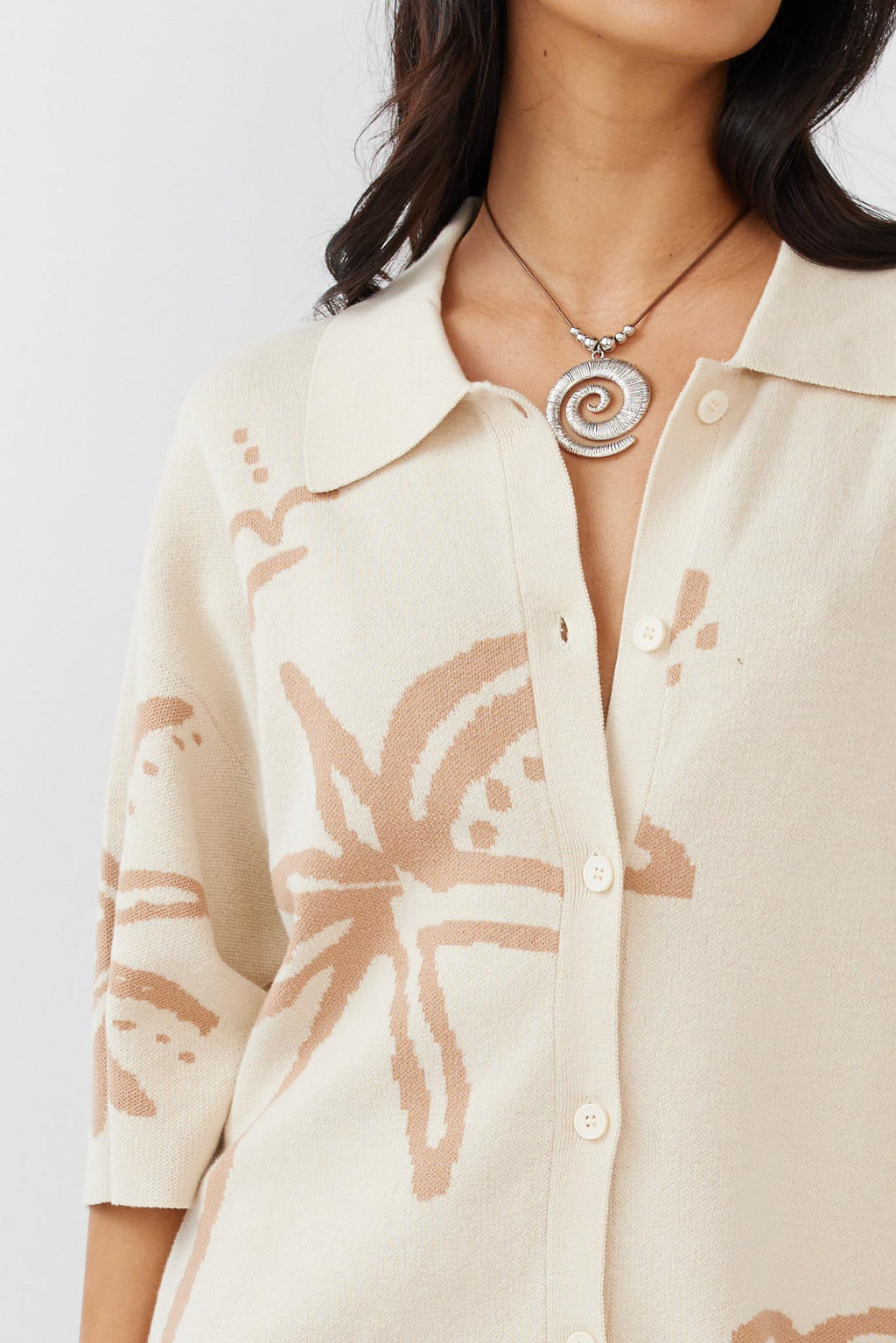 Nalani Button-Up Knit Dress Sand/Wood by Selfie Leslie Australia