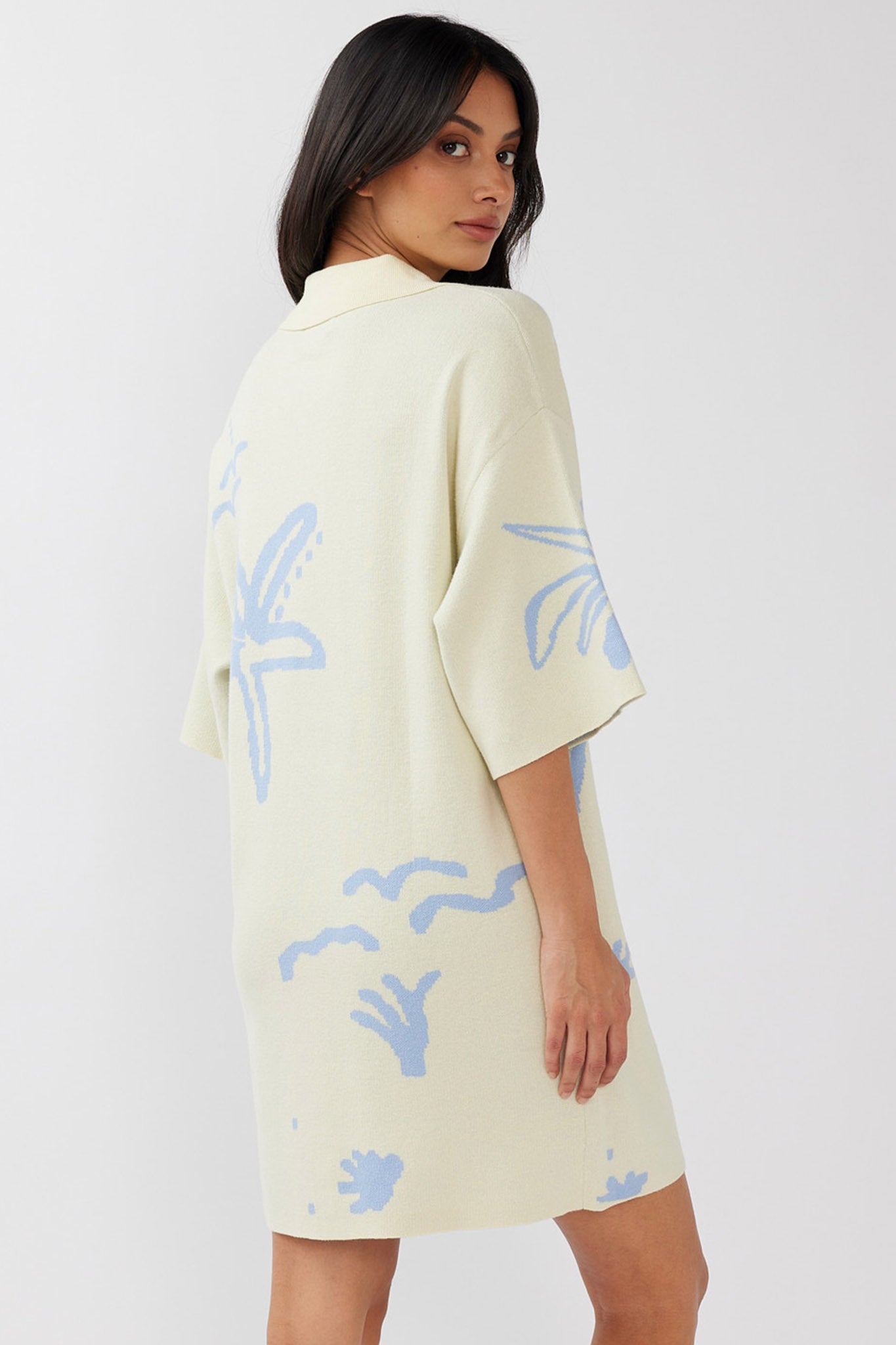 Nalani Button Up Knit Dress Lemon/Baby Blue by Selfie Leslie Australia