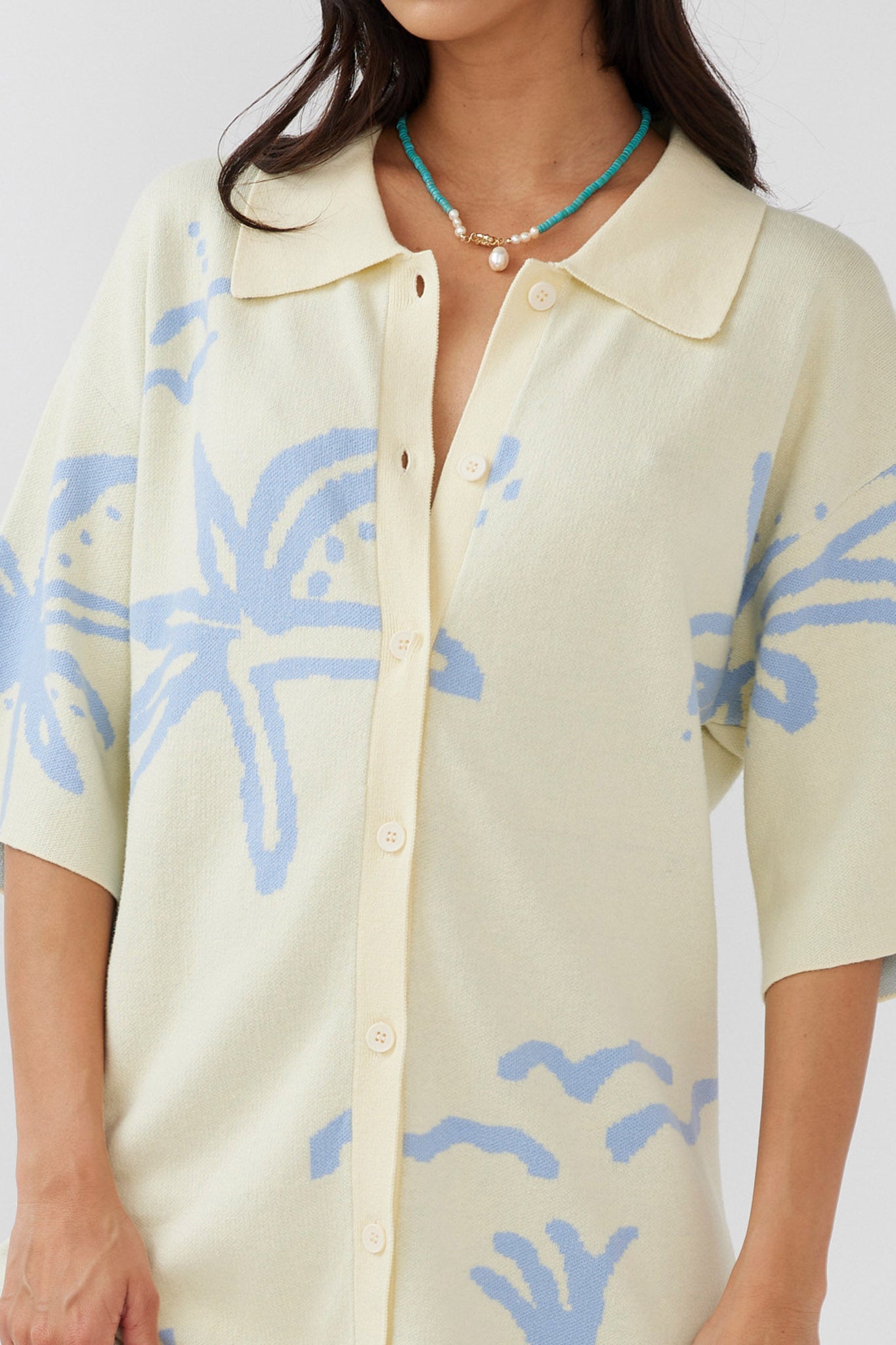 Nalani Button Up Knit Dress Lemon/Baby Blue by Selfie Leslie Australia