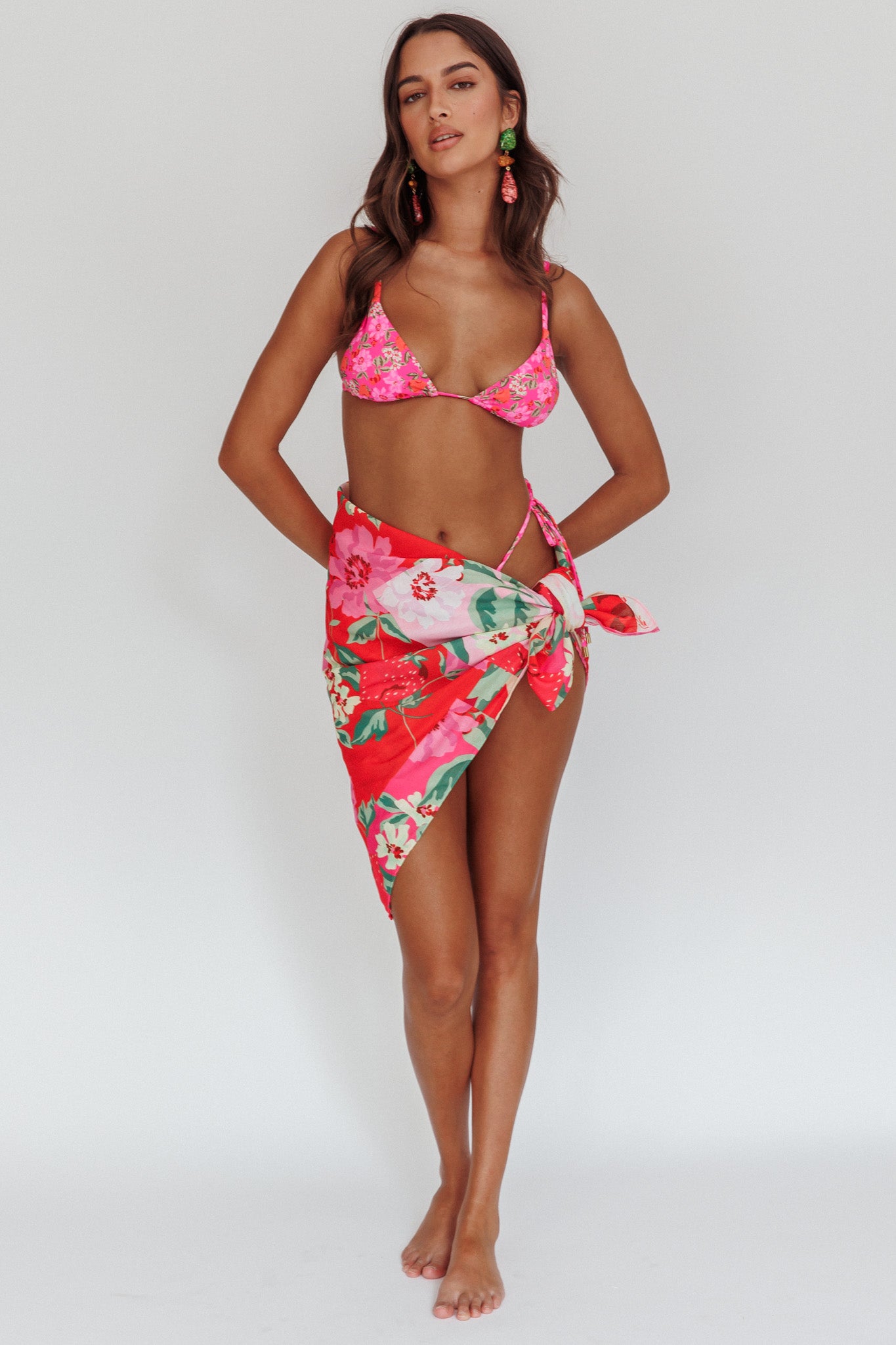 Sunshine Coast Floral Sarong Cover Up Pink by Selfie Leslie Australia