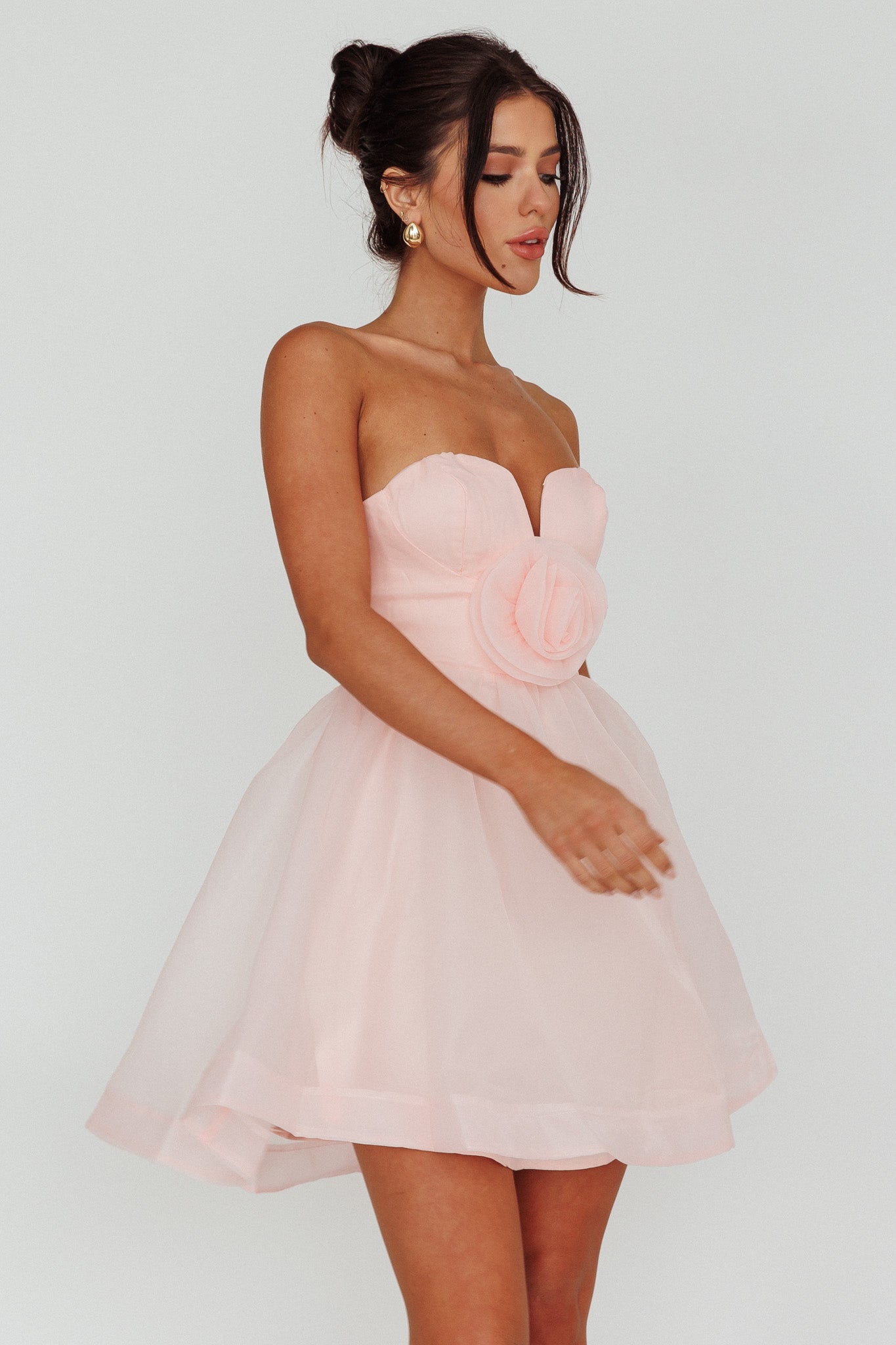 La Vie En Rose Strapless A-Line Mini Dress Baby Pink by Selfie Leslie Australia