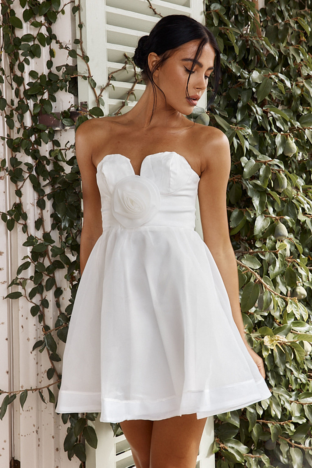 La Vie En Rose Strapless A-Line Mini Dress White by Selfie Leslie Australia