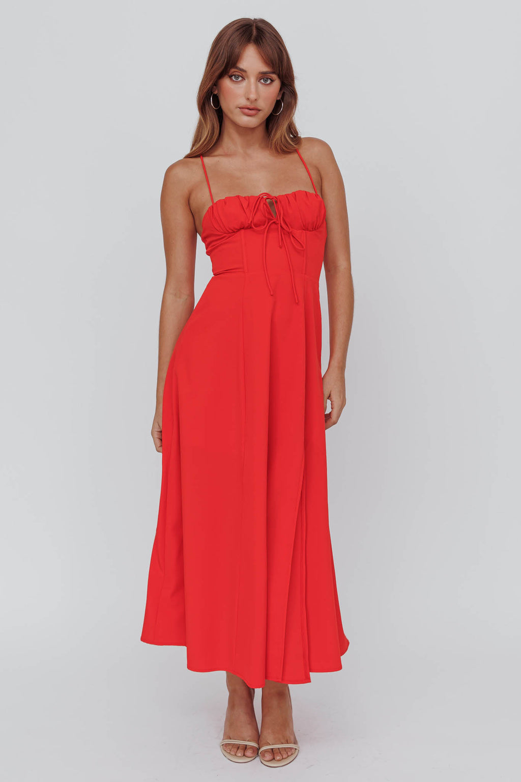 Euro Summer Split Hem Midi Dress Red by Selfie Leslie Australia