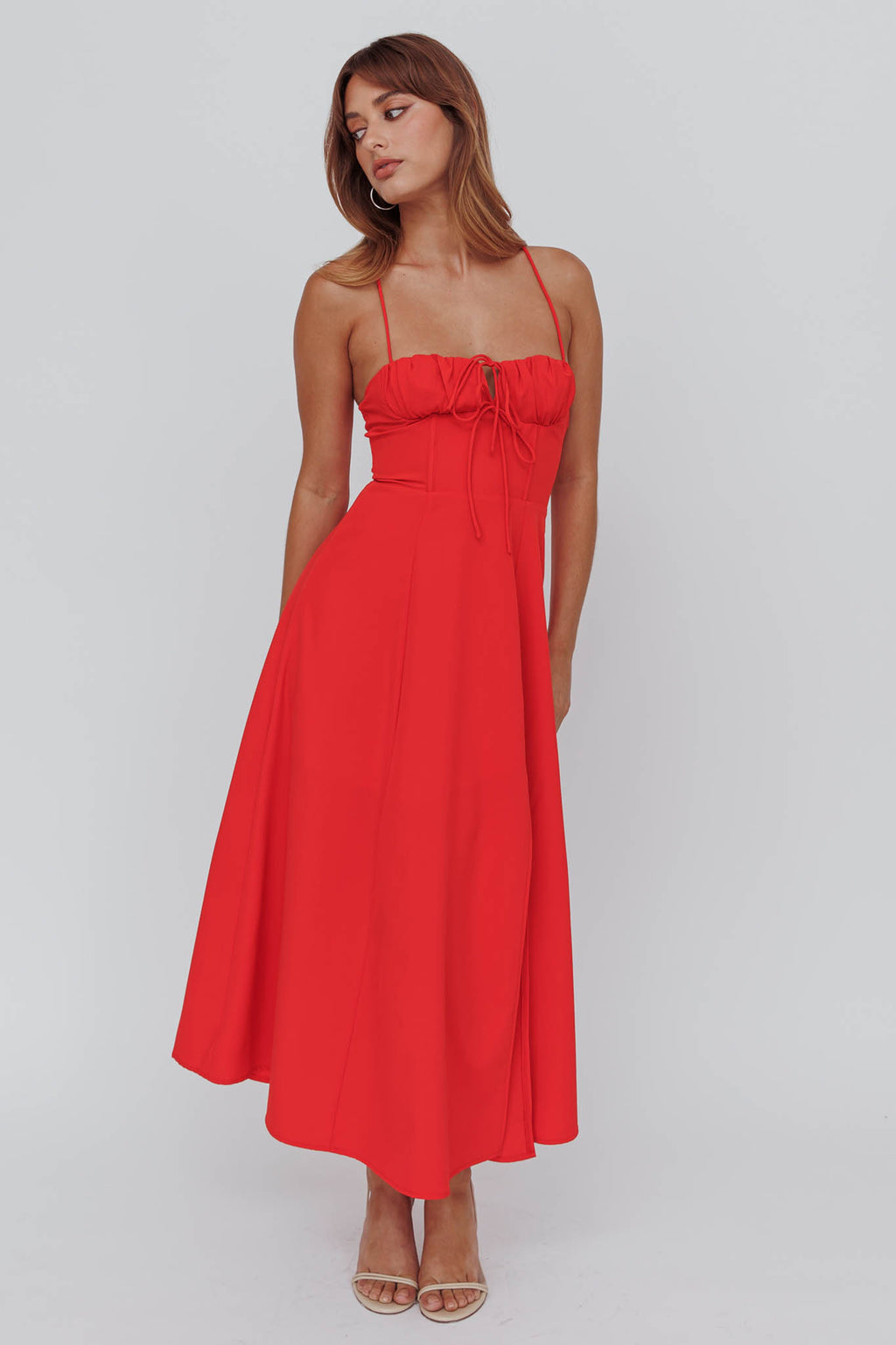 Euro Summer Split Hem Midi Dress Red by Selfie Leslie Australia