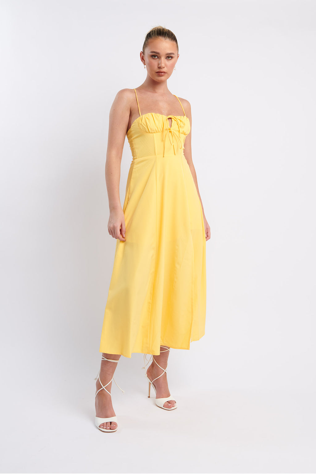 Euro Summer Split Hem Midi Dress Yellow by Selfie Leslie Australia