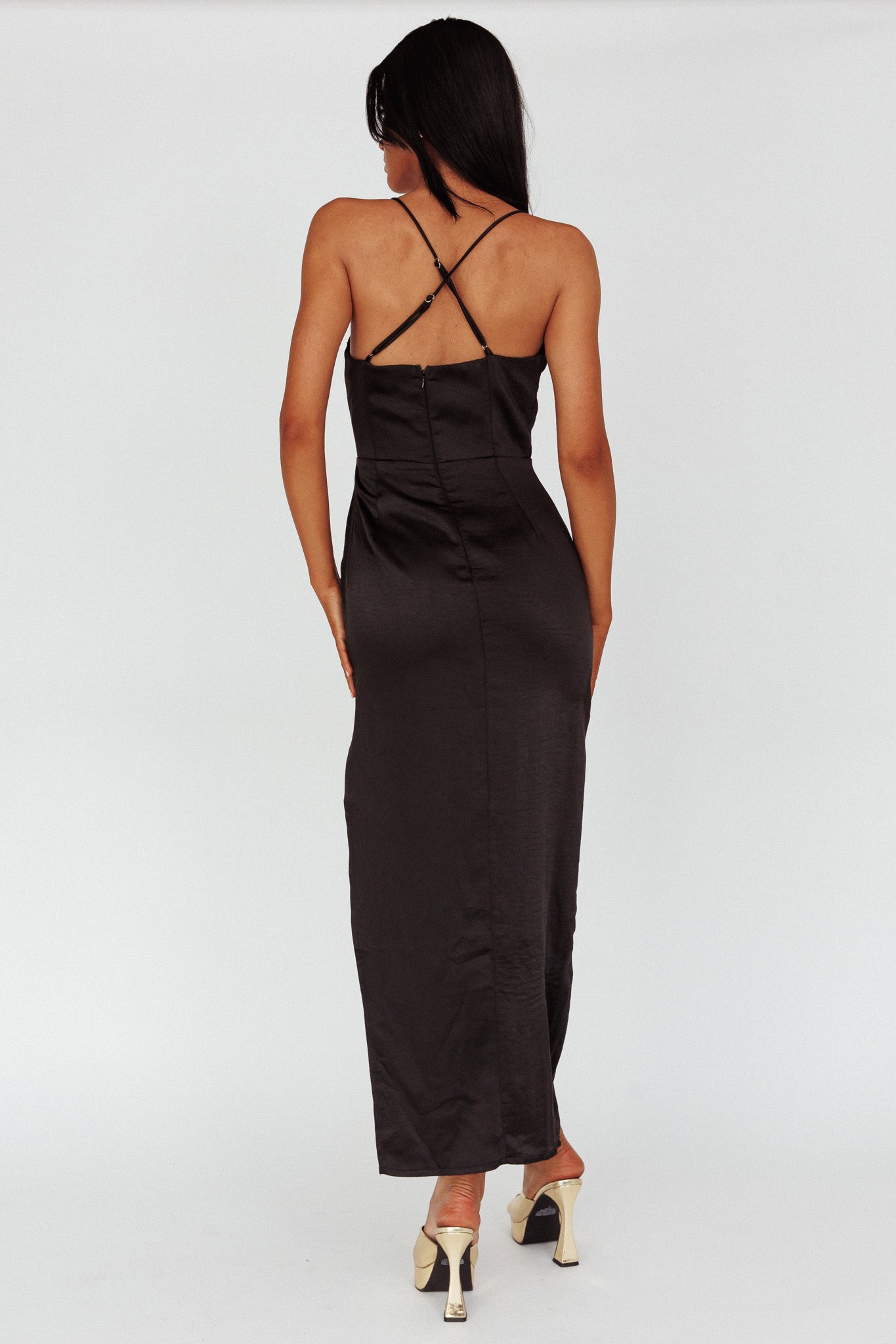 Salma Lace V-Neckline Midi Dress Black by Selfie Leslie Australia