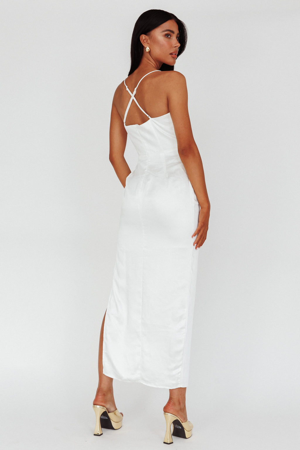 Salma Lace V-Neckline Midi Dress White by Selfie Leslie Australia