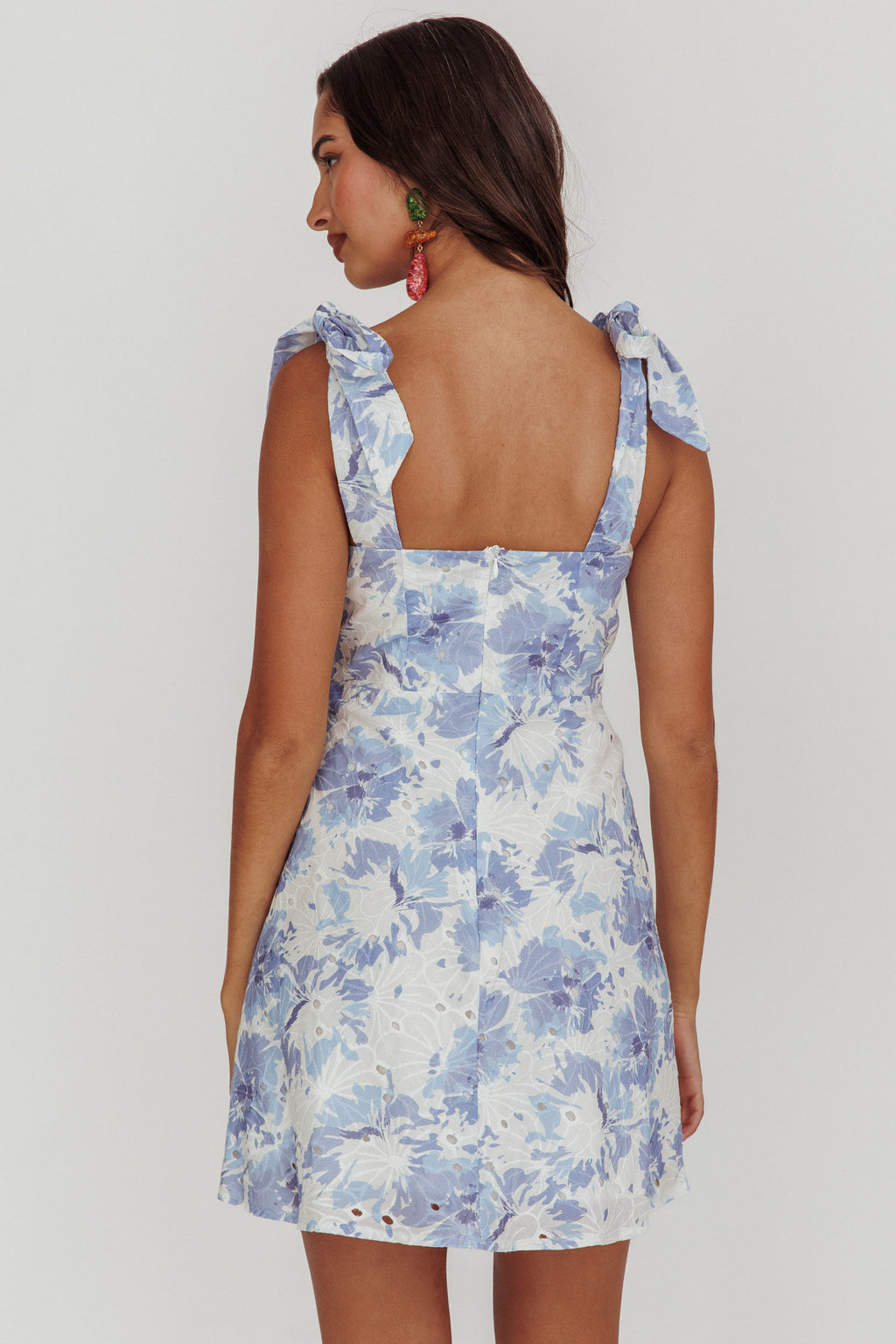 Mykonos Morning Shoulder Mini Dress Blue by Selfie Leslie Australia