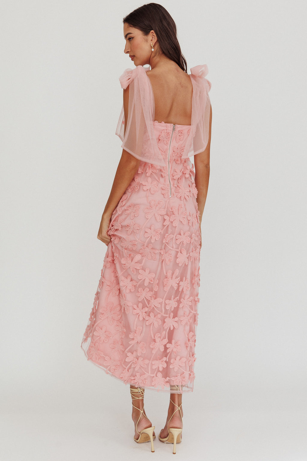 Mykonos Morning Tied Shoulder Tree Maxi Dress Blush by Selfie Leslie Australia