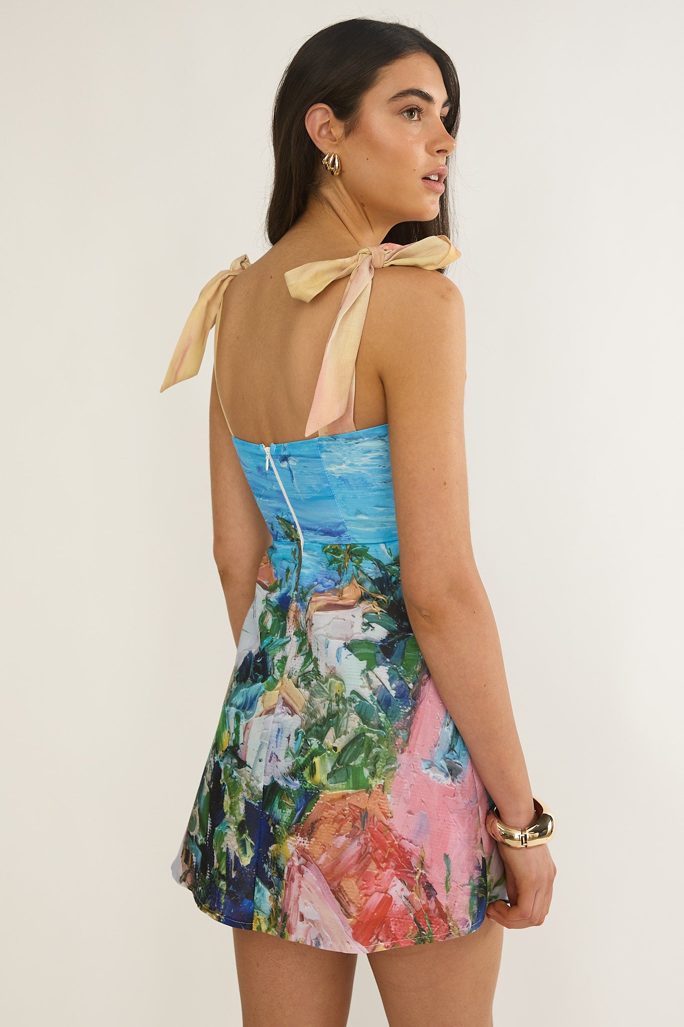 Mykonos Morning Tied Shoulder Mini Dress Euro by Selfie Leslie Australia