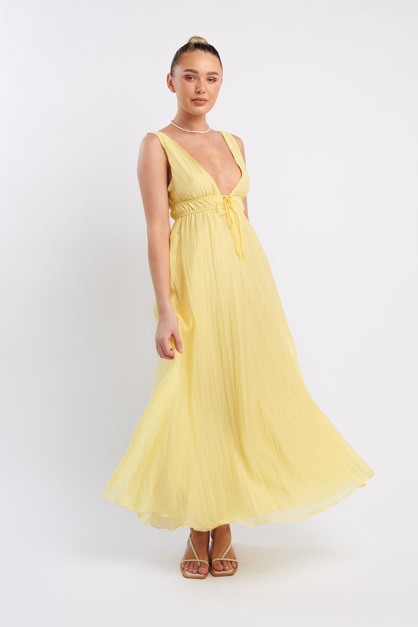 Kylin V-Neck Tied Bust Maxi Dress Lemon by Selfie Leslie Australia