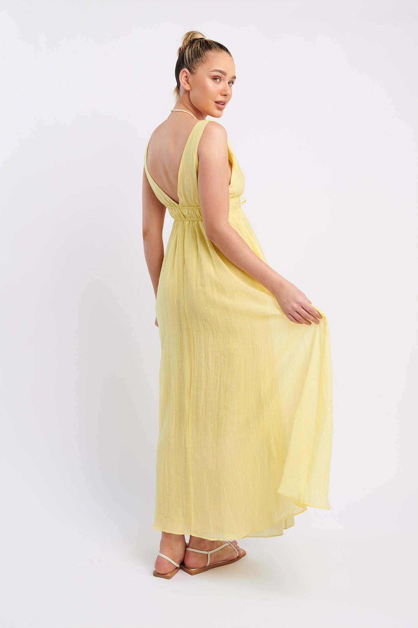Kylin V-Neck Tied Bust Maxi Dress Lemon by Selfie Leslie Australia