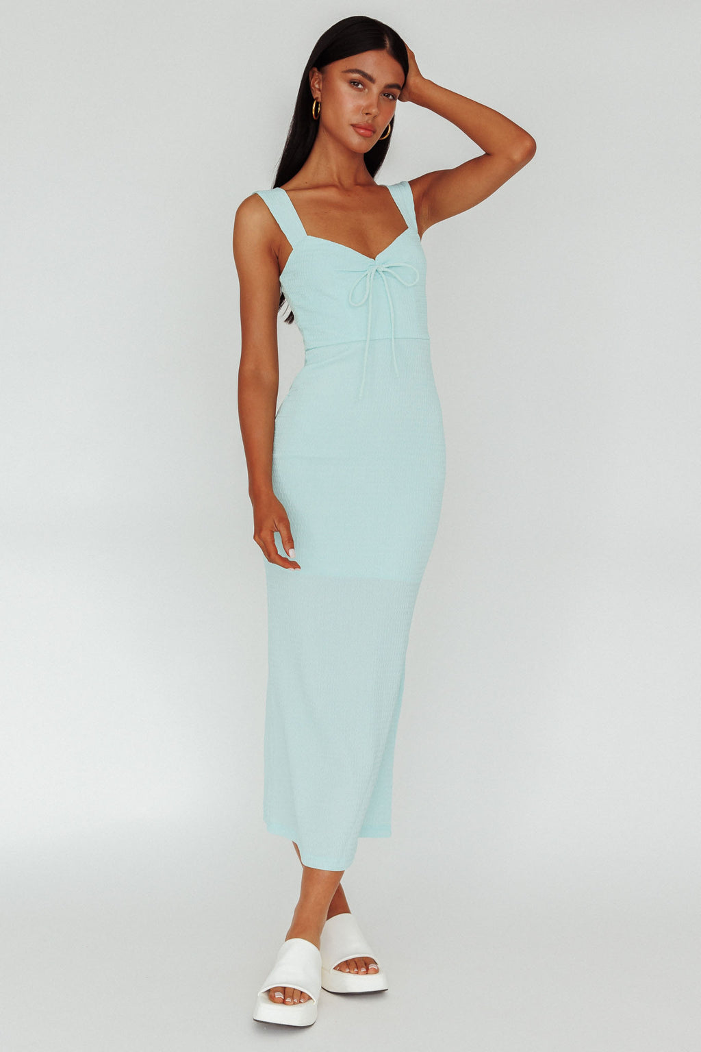 Carinn Tied Bust Maxi Dress Sky Blue by Selfie Leslie Australia