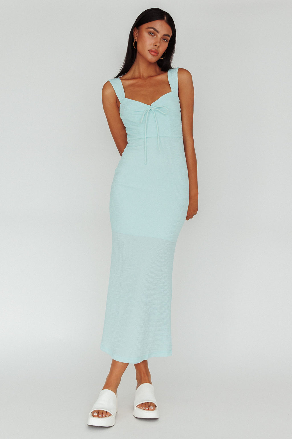 Carinn Tied Bust Maxi Dress Sky Blue by Selfie Leslie Australia