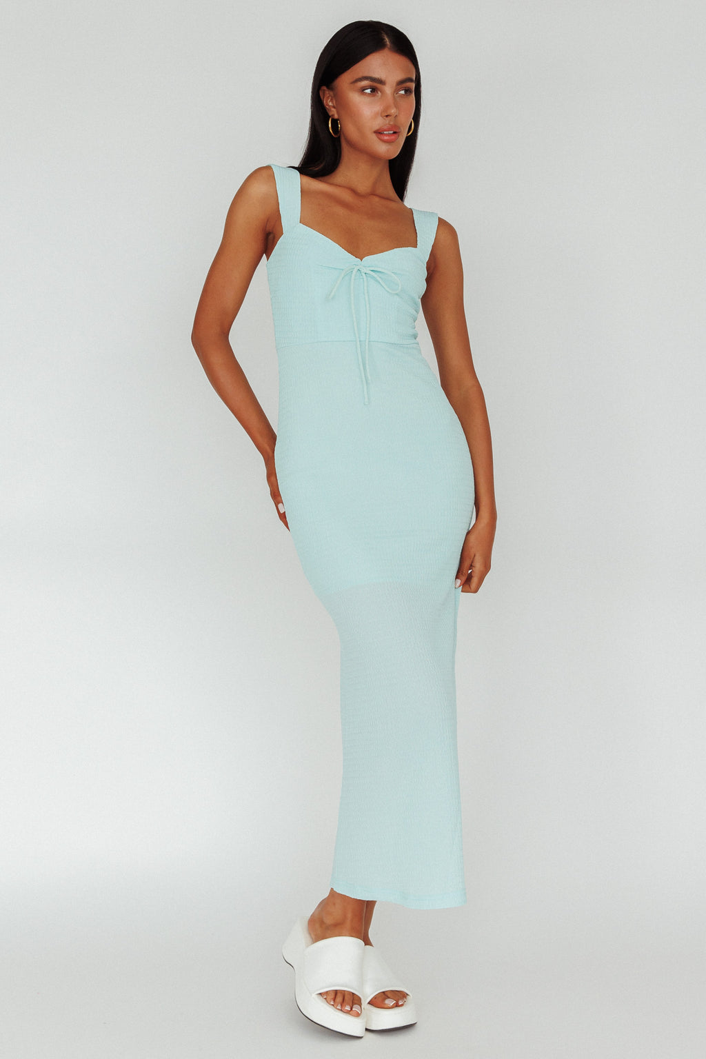 Carinn Tied Bust Maxi Dress Sky Blue by Selfie Leslie Australia