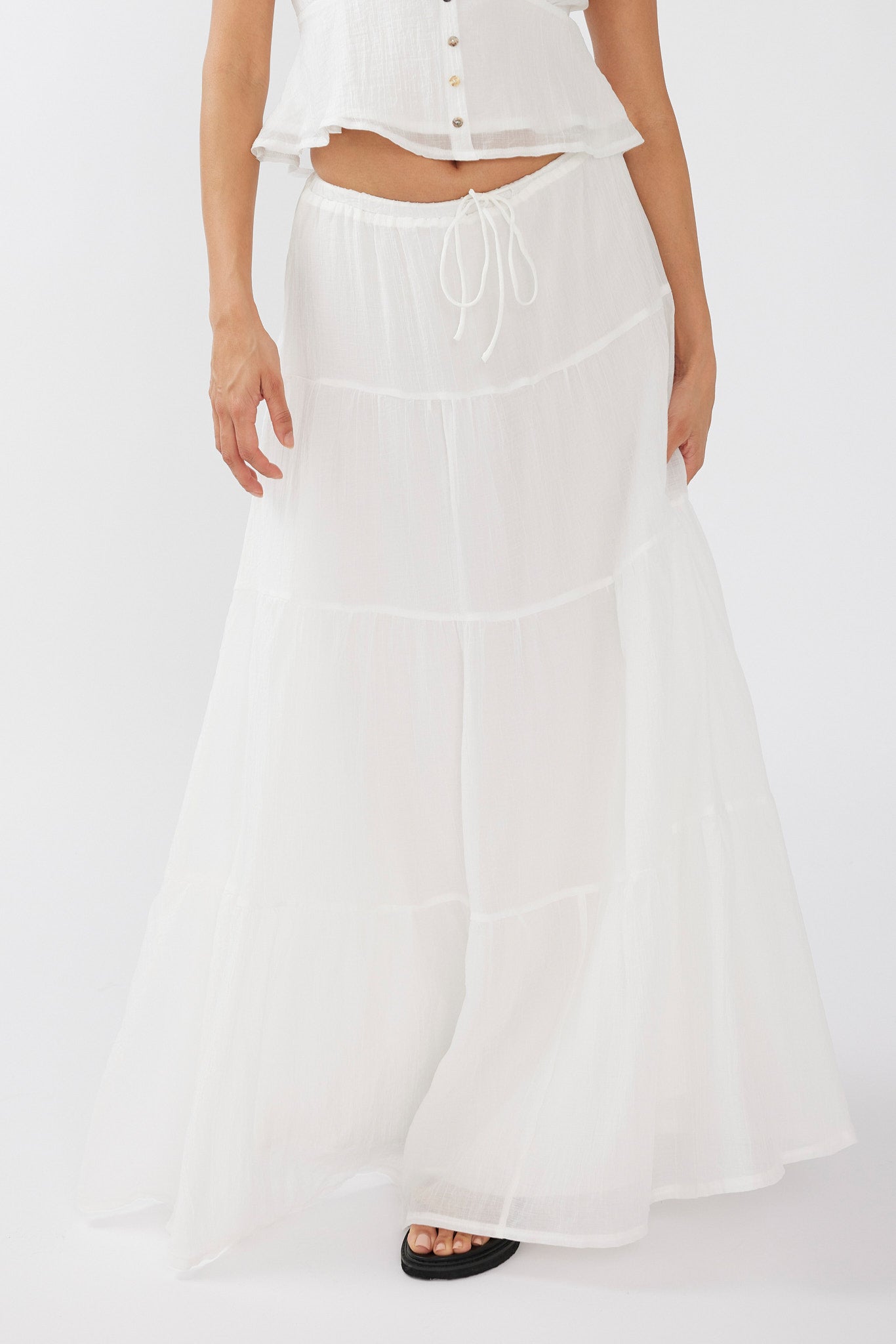 Azura Drawstring Maxi Skirt White by Selfie Leslie Australia
