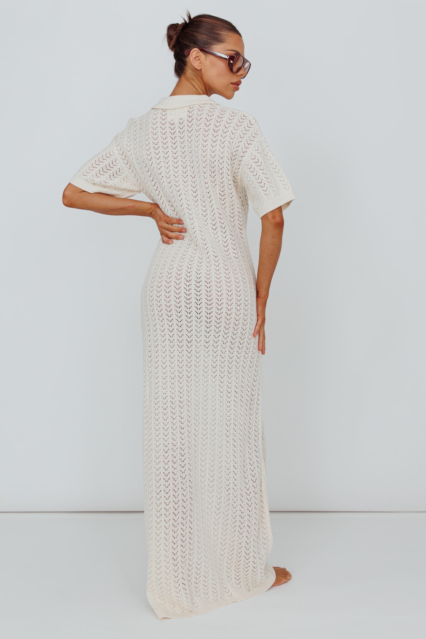 Clearwater Crochet Short Sleeve Maxi Dress White by Selfie Leslie Australia