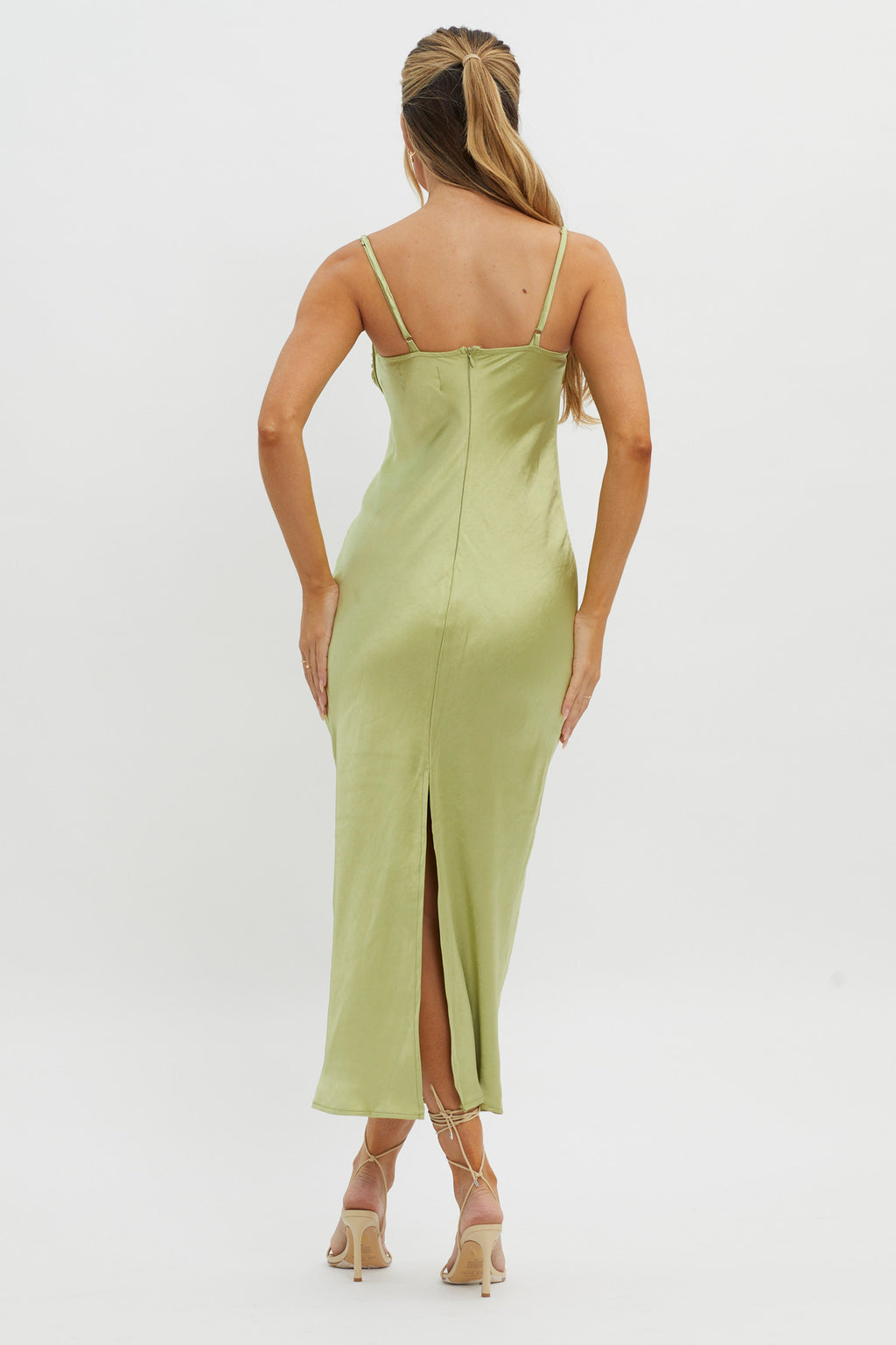 Fortune Lace Trim Bust Tie Midi Dress Lime by Selfie Leslie Australia
