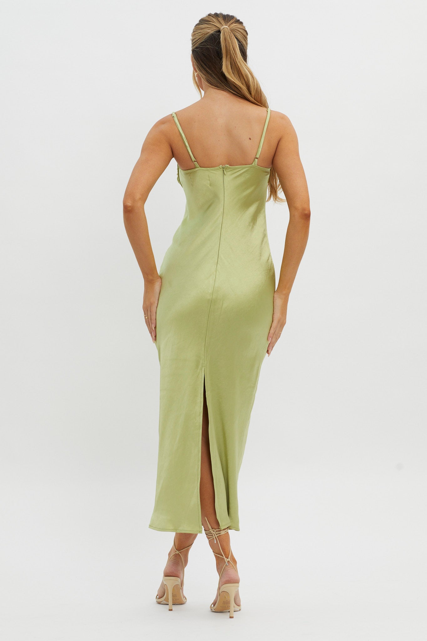 Fortune Lace Trim Bust Tie Midi Dress Lime by Selfie Leslie Australia