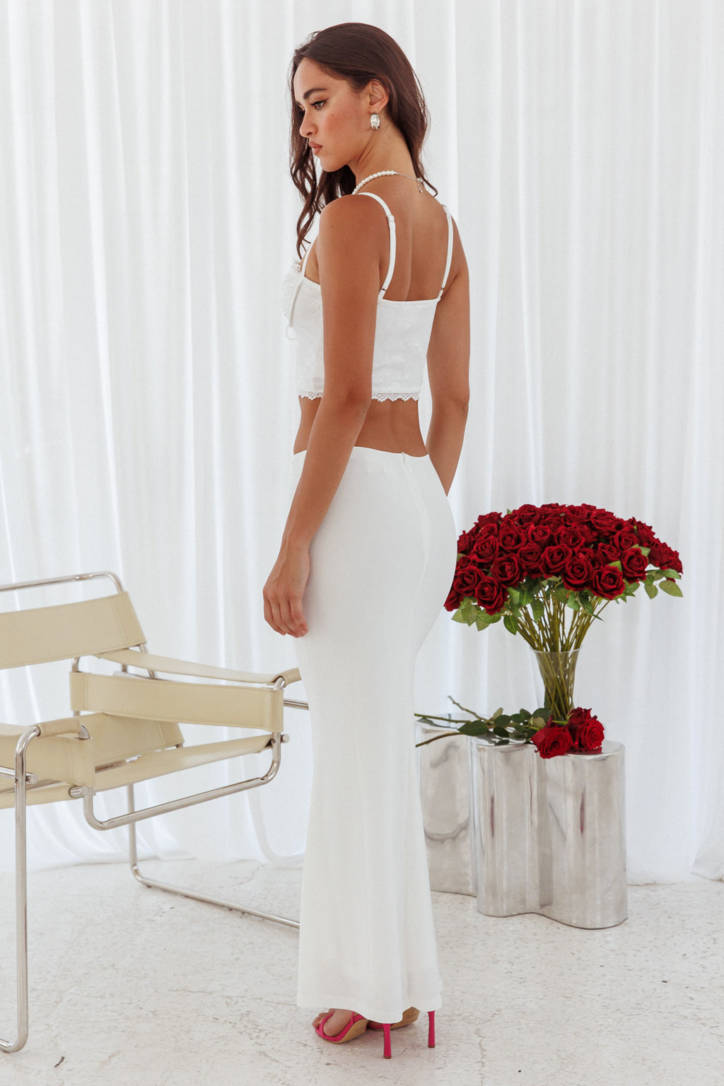 Fortune Stretch Maxi Skirt Off White by Selfie Leslie Australia