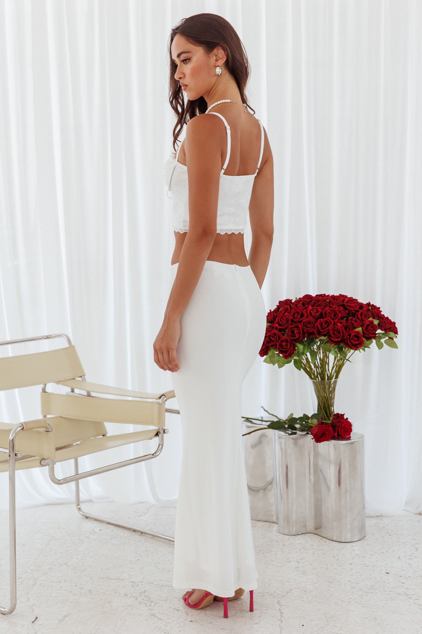 Fortune Stretch Maxi Skirt Off White by Selfie Leslie Australia