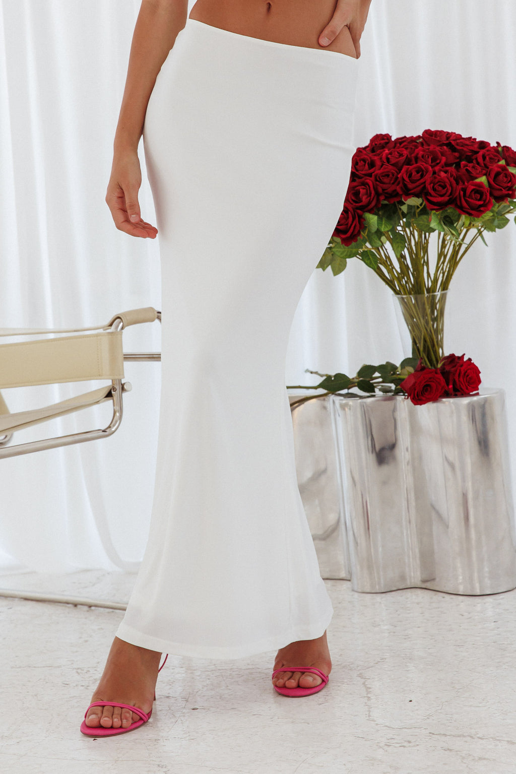 Fortune Stretch Maxi Skirt Off White by Selfie Leslie Australia