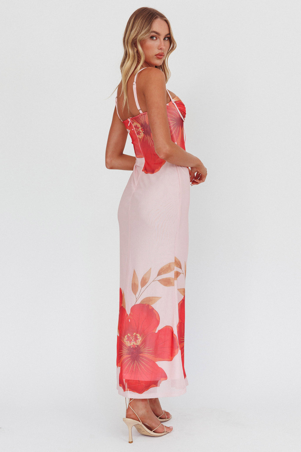 Fortune Bust Tie Maxi Dress Hibiscus Pink by Selfie Leslie Australia