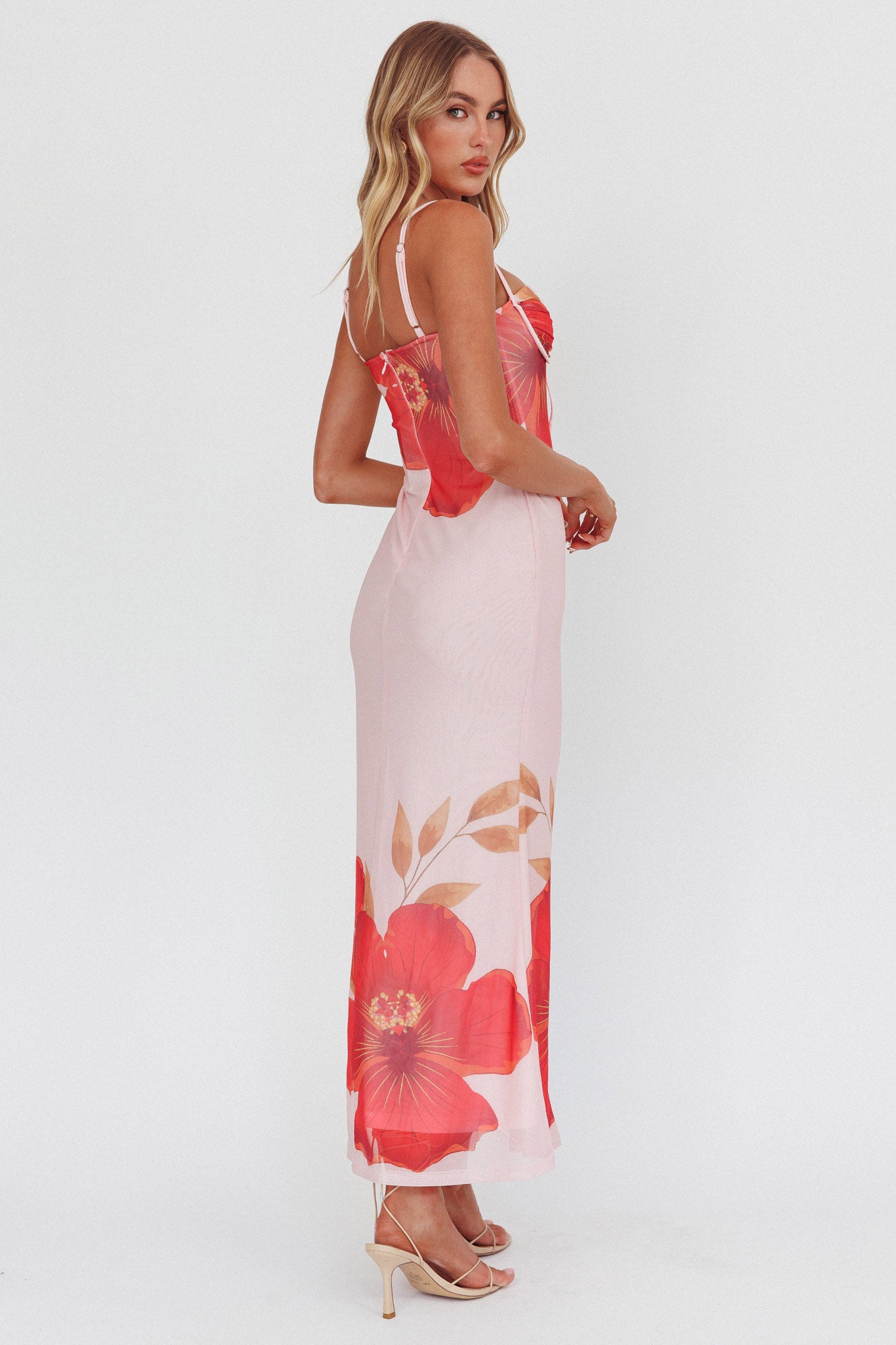 Fortune Bust Tie Maxi Dress Hibiscus Pink by Selfie Leslie Australia