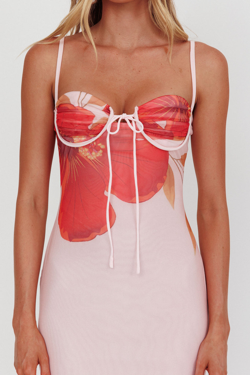 Fortune Bust Tie Maxi Dress Hibiscus Pink by Selfie Leslie Australia