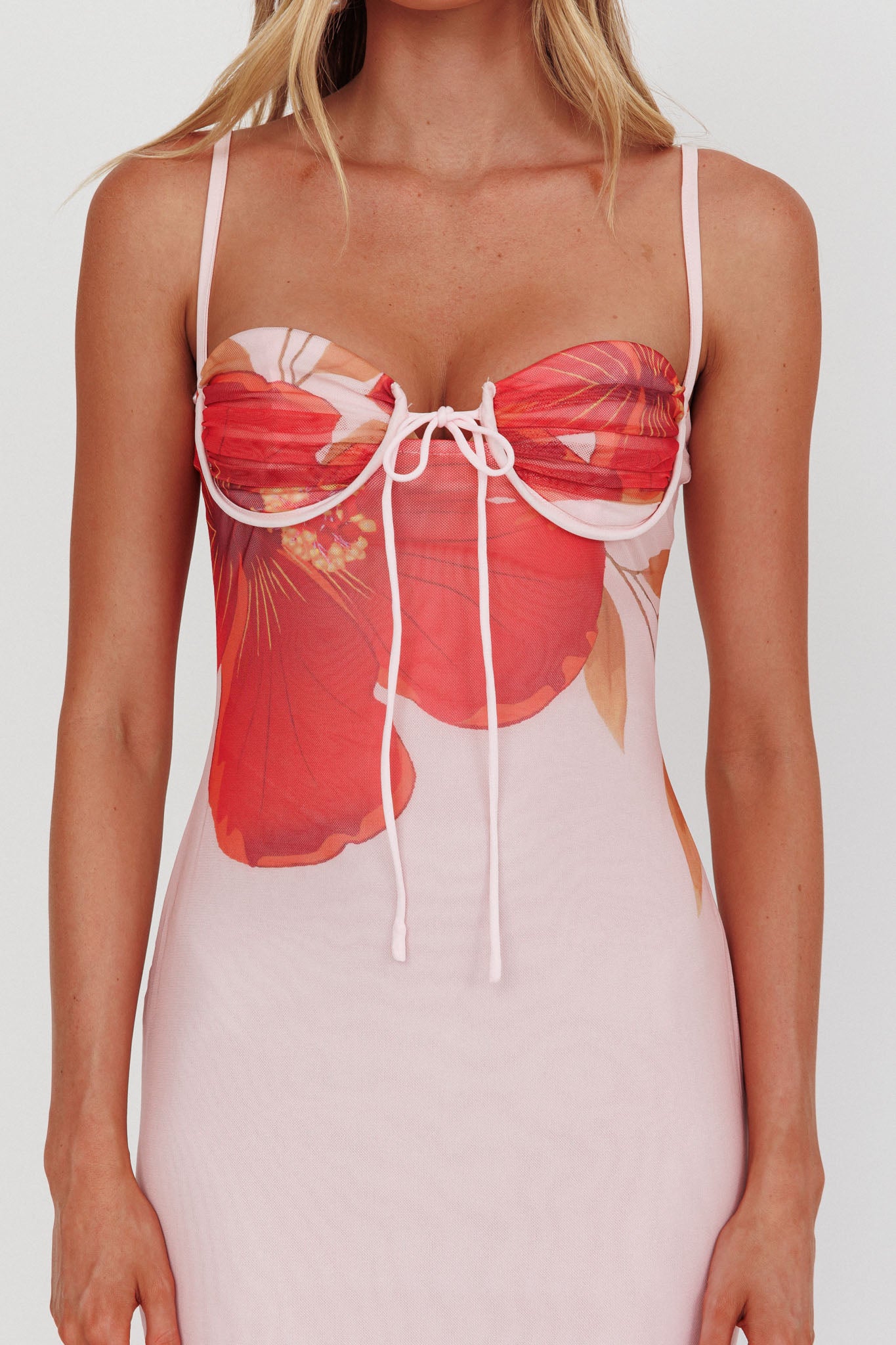 Fortune Bust Tie Maxi Dress Hibiscus Pink by Selfie Leslie Australia