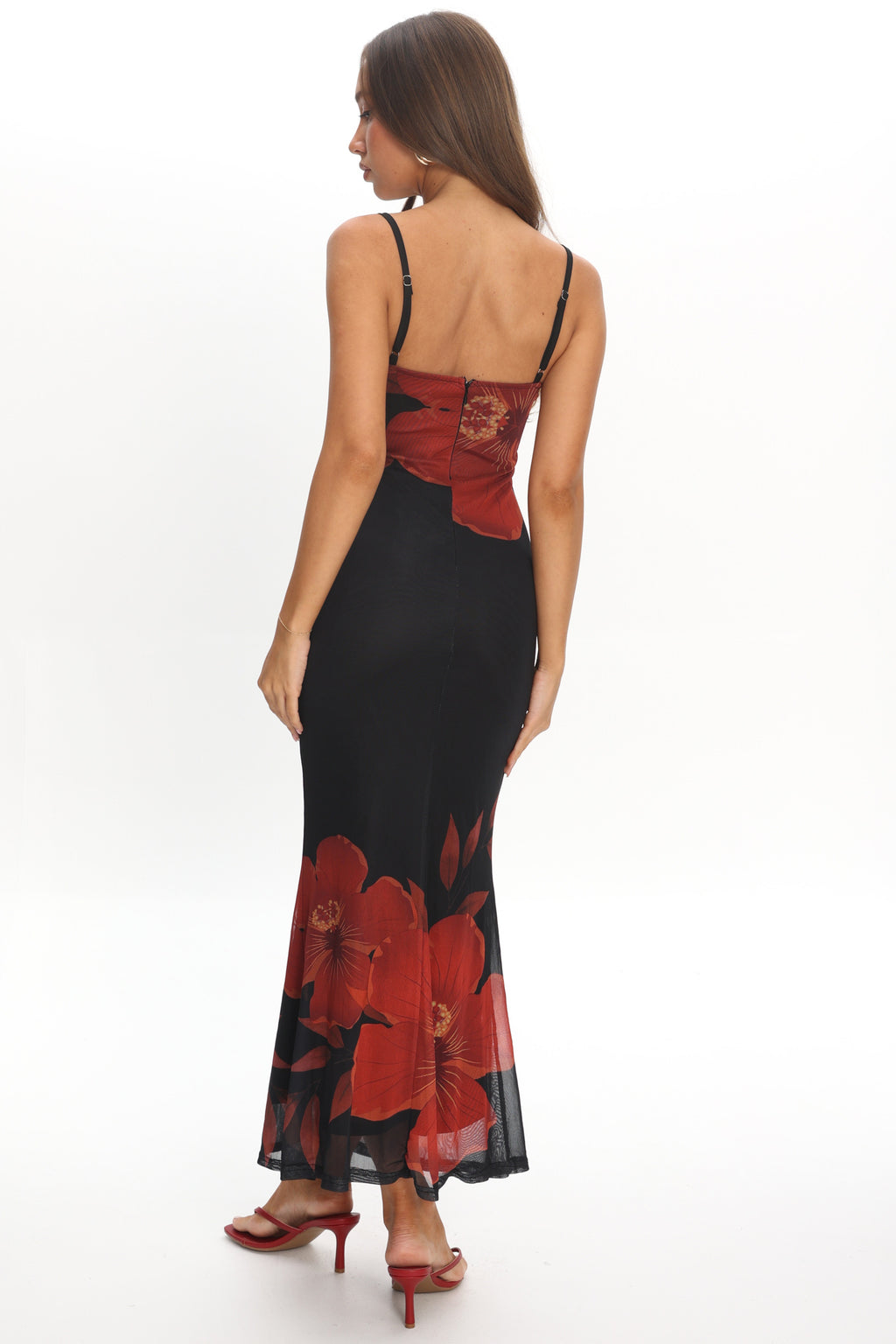 Fortune Bust Tie Maxi Dress Hibiscus Black by Selfie Leslie Australia
