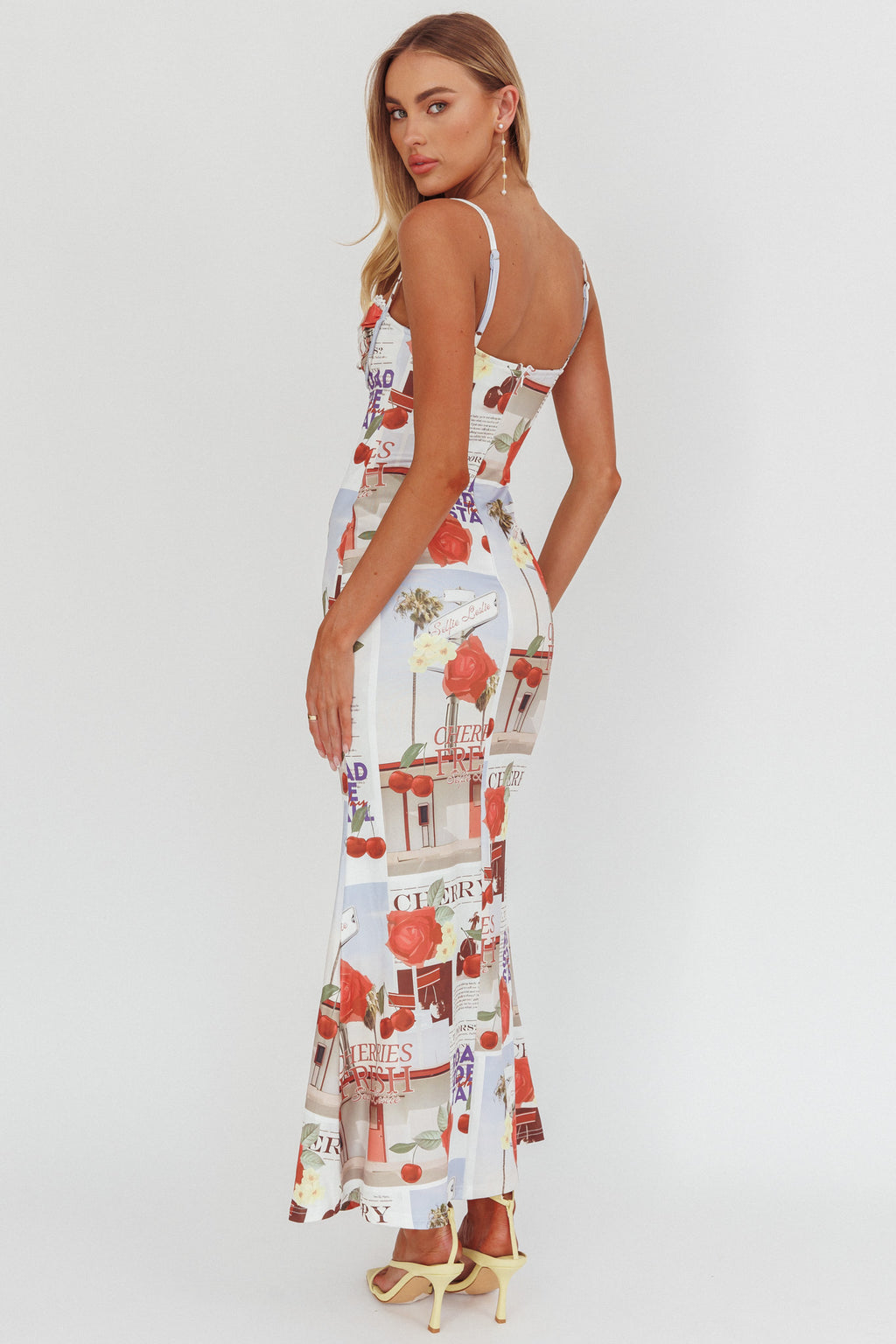 Fortune Bust Tie Maxi Dress Print Cherry by Selfie Leslie Australia