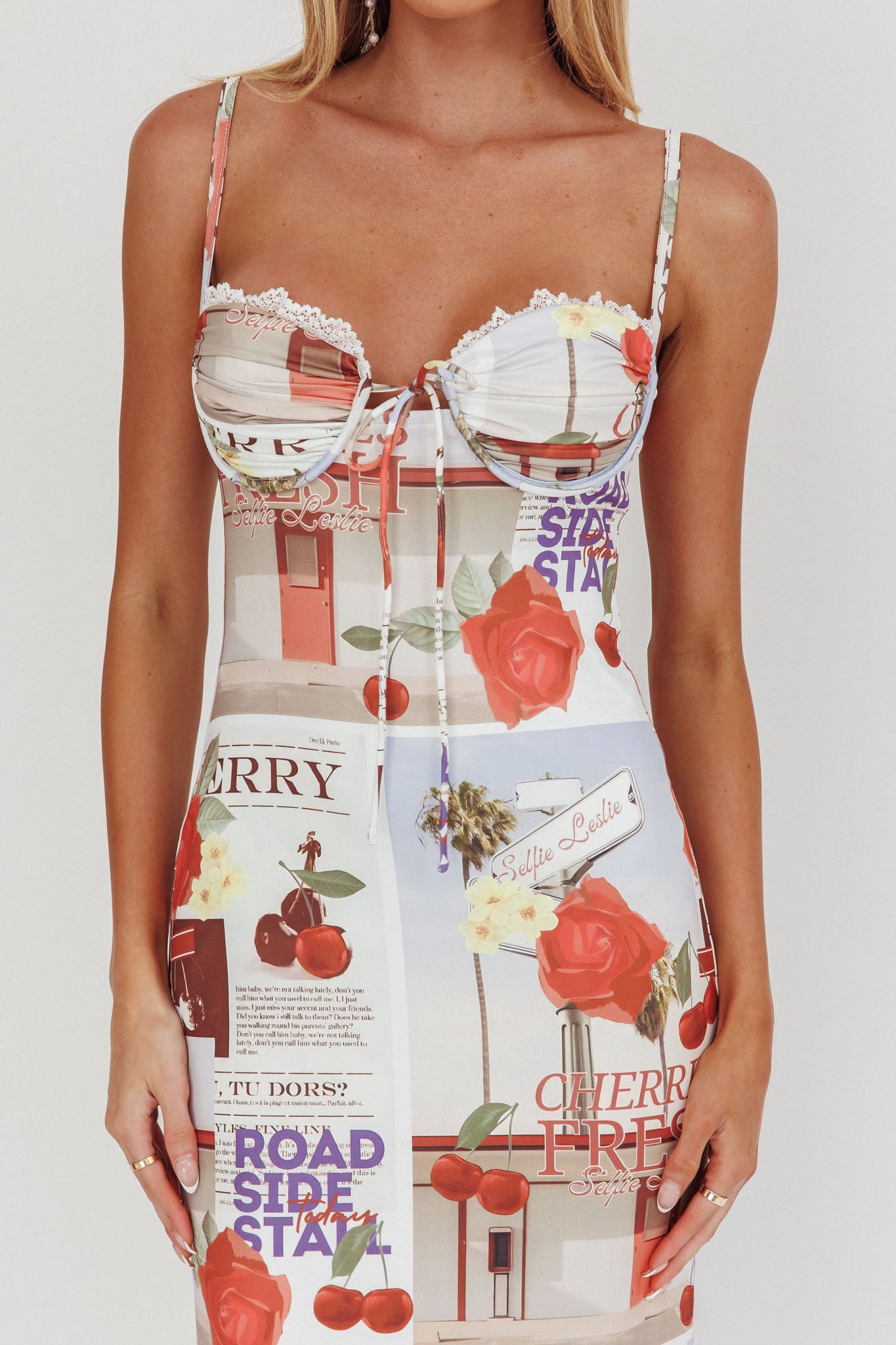 Fortune Bust Tie Maxi Dress Print Cherry by Selfie Leslie Australia