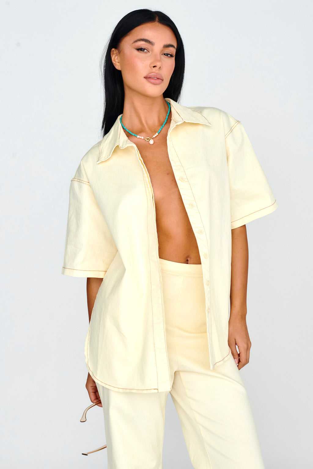 Light Aura Button Up Shirt Buttermilk by Selfie Leslie Australia