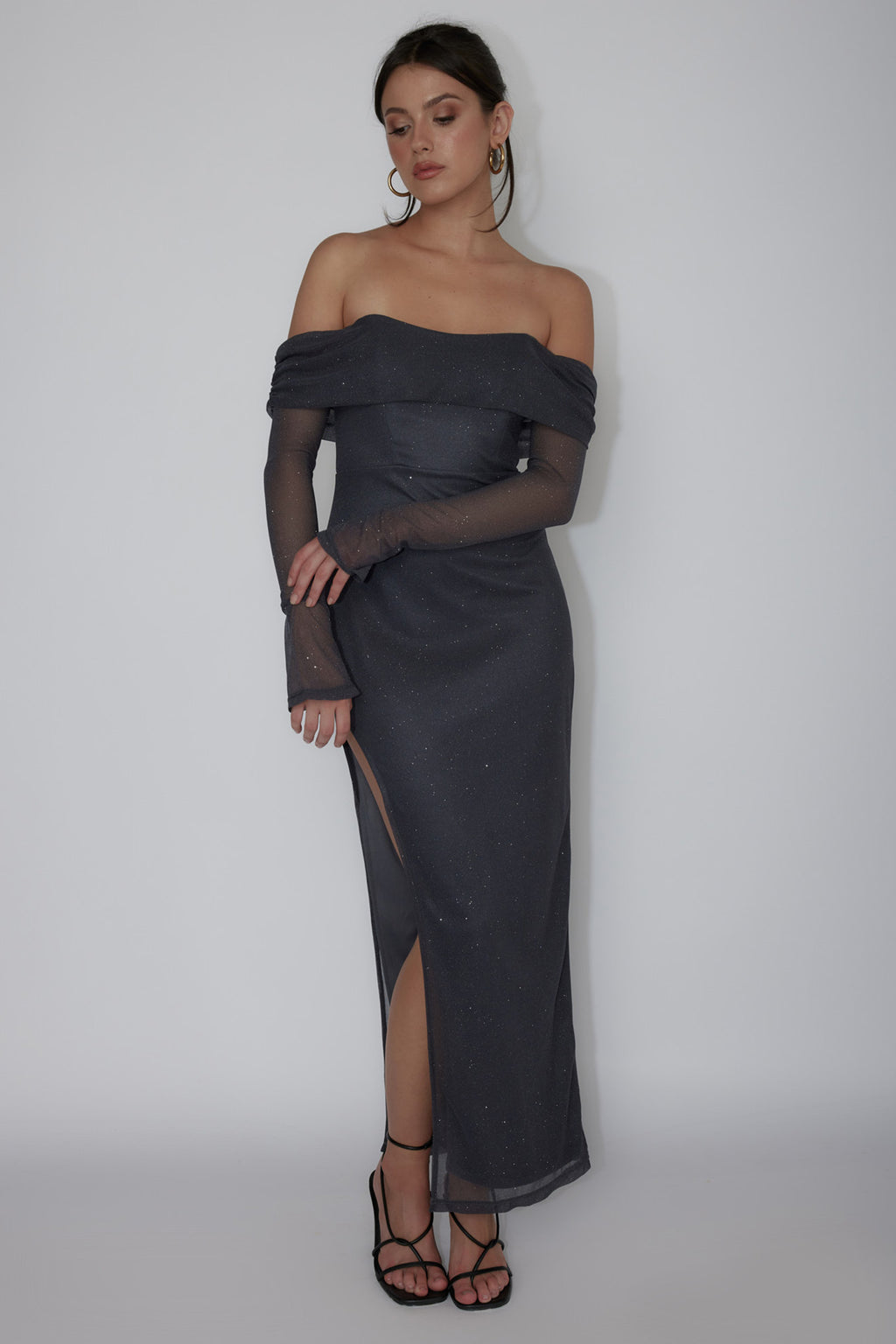 Martinez Off-Shoulder Midi Dress Slate Blue by Selfie Leslie Australia