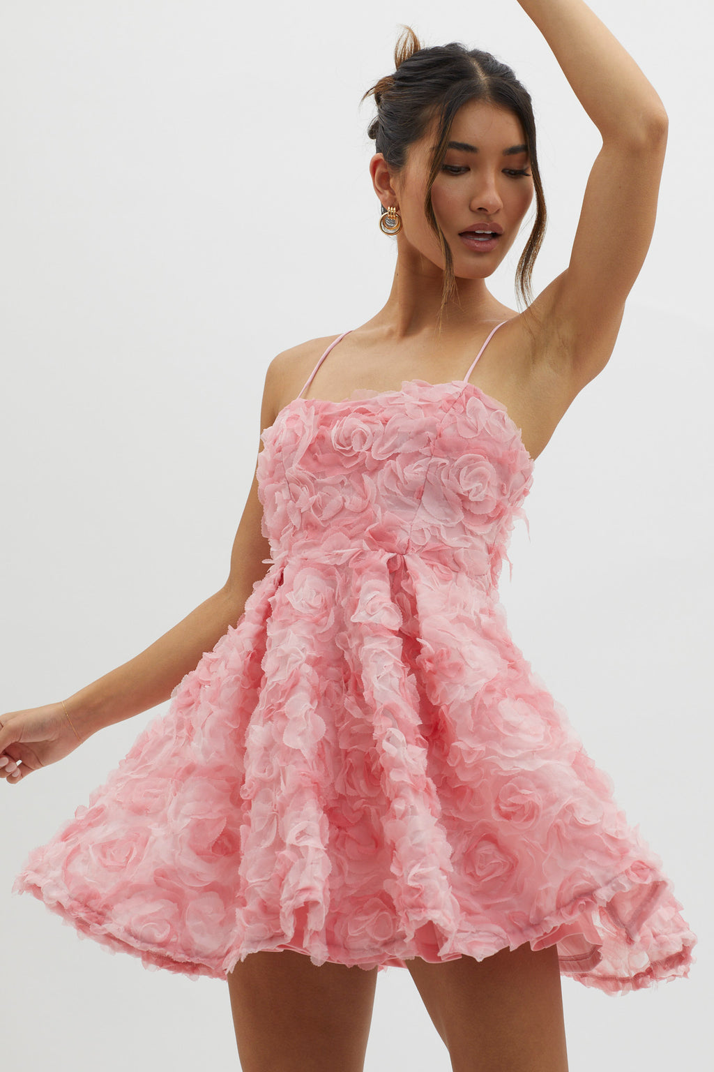 Mariela Floral Embellished Mini Dress Pink by Selfie Leslie Australia