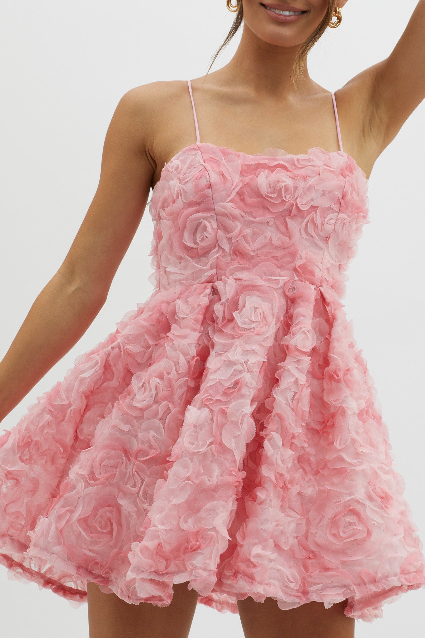 Mariela Floral Embellished Mini Dress Pink by Selfie Leslie Australia