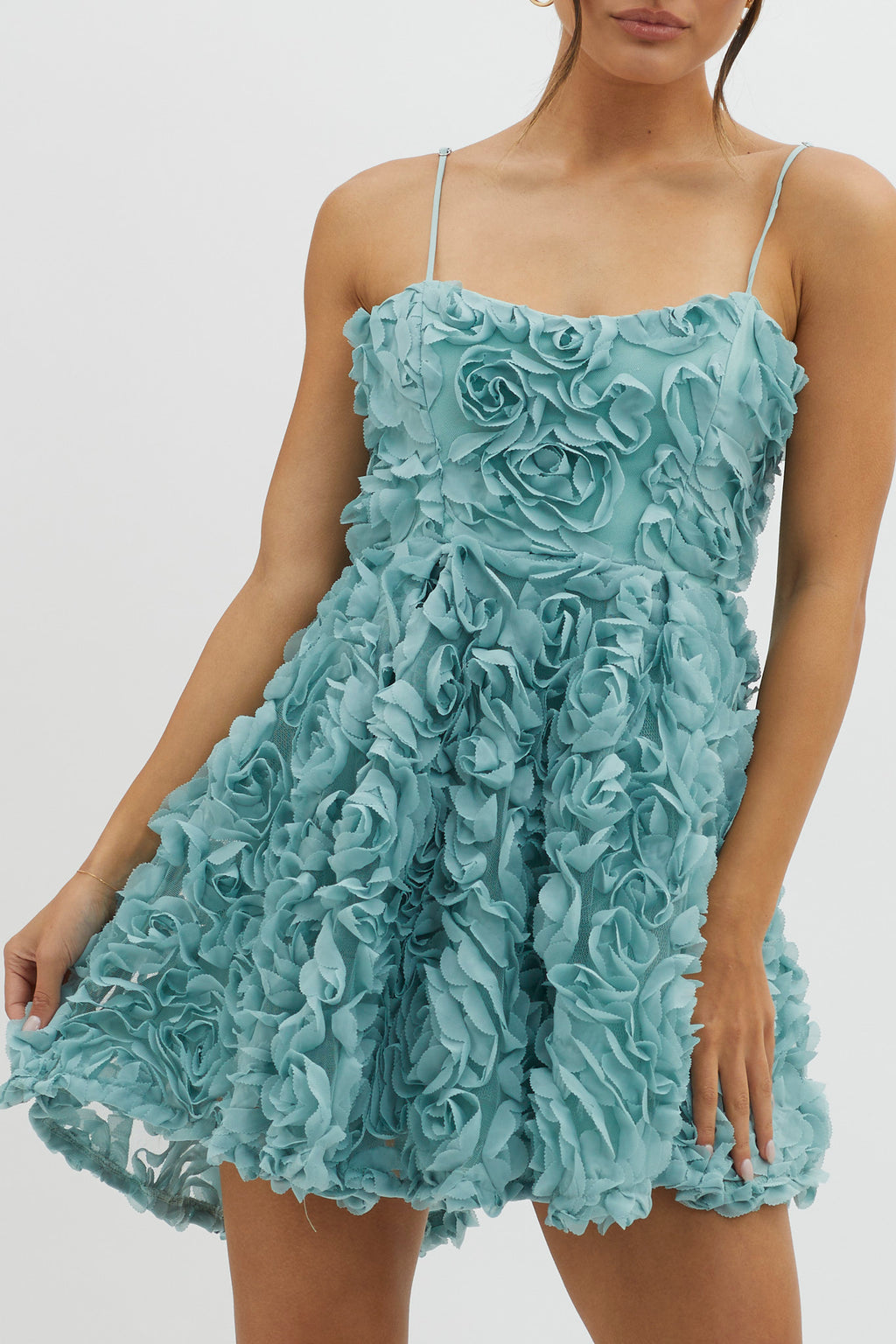 Mariela Floral Embellished Mini Dress Sage by Selfie Leslie Australia