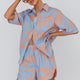 On Vacay Button-Up Shirt Print Blue