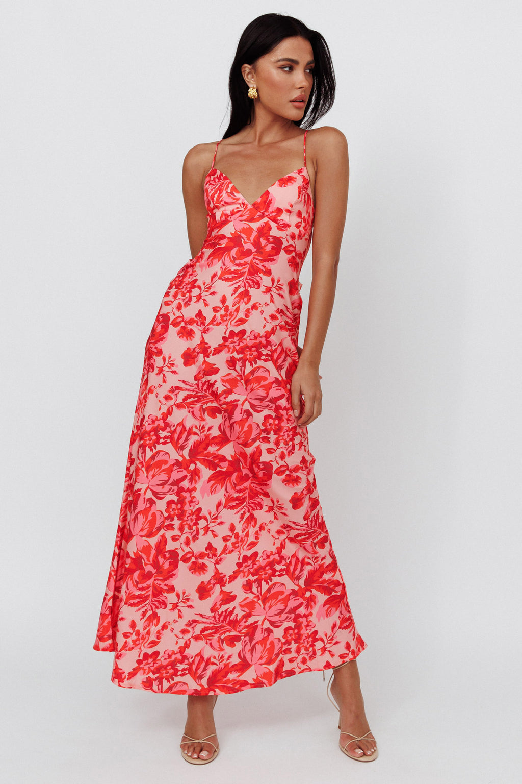 True Divine Strappy Back Maxi Dress Floral Fire by Selfie Leslie Australia