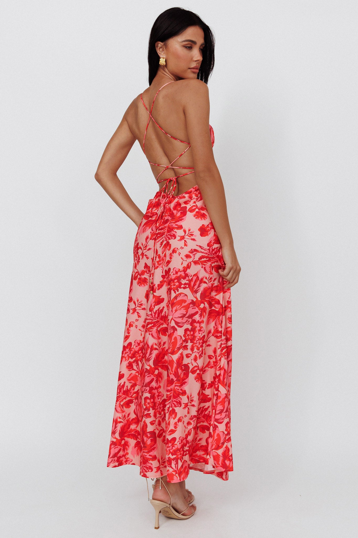 True Divine Strappy Back Maxi Dress Floral Fire by Selfie Leslie Australia