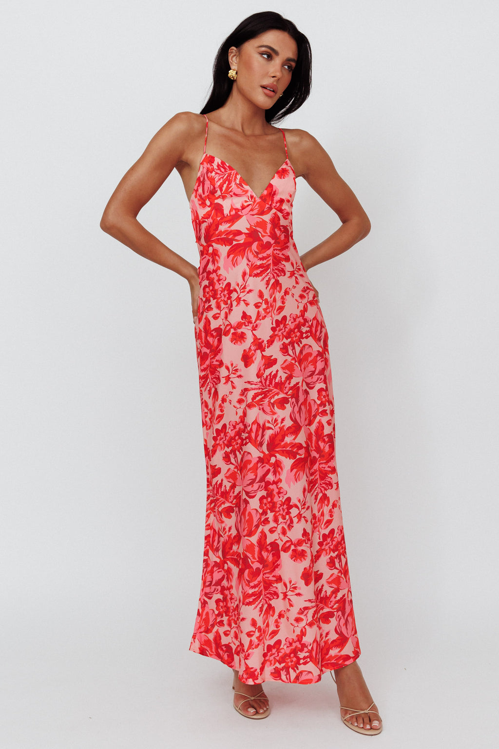True Divine Strappy Back Maxi Dress Floral Fire by Selfie Leslie Australia