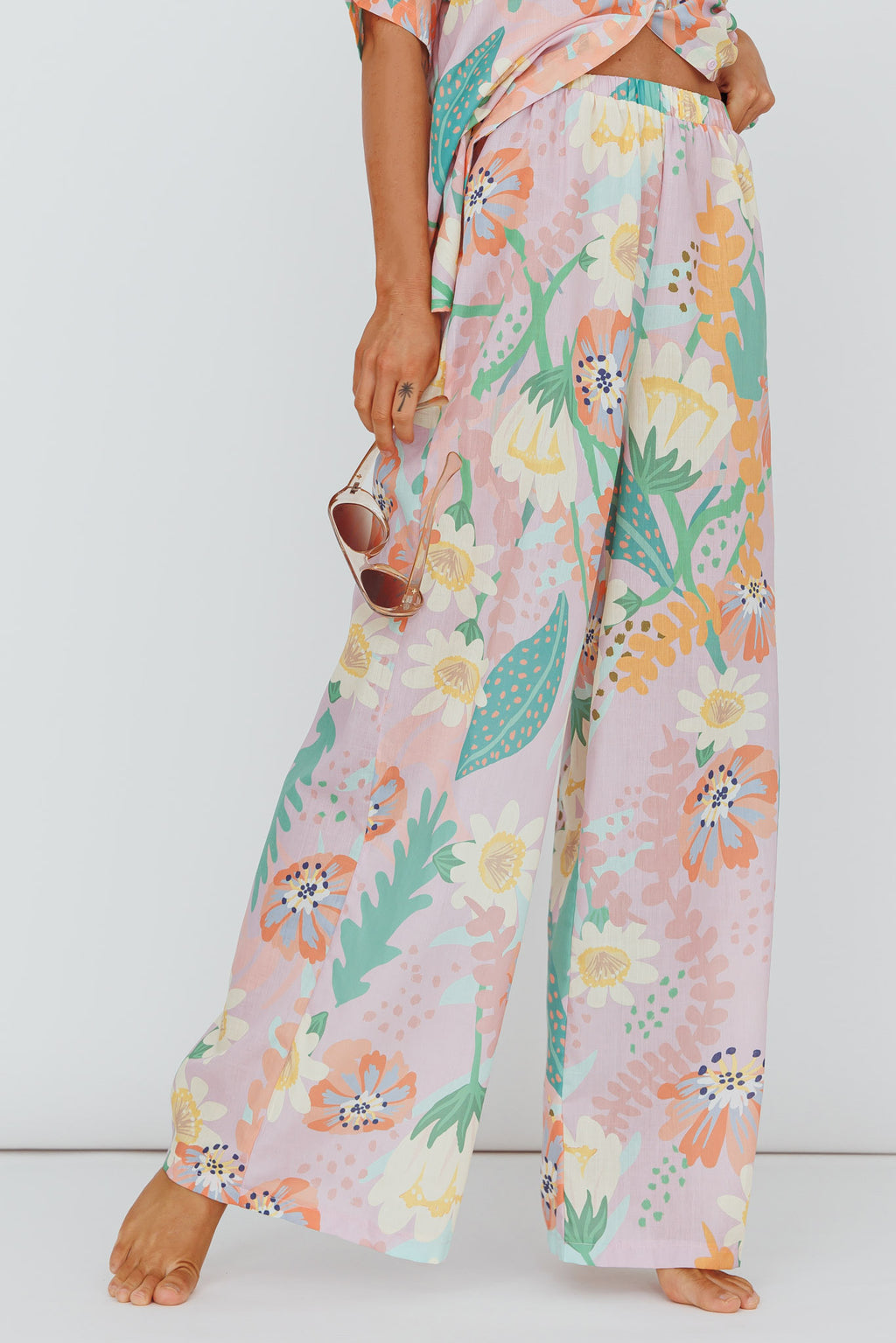 Kiko Wide Leg Pants Print Pink Multi by Selfie Leslie Australia