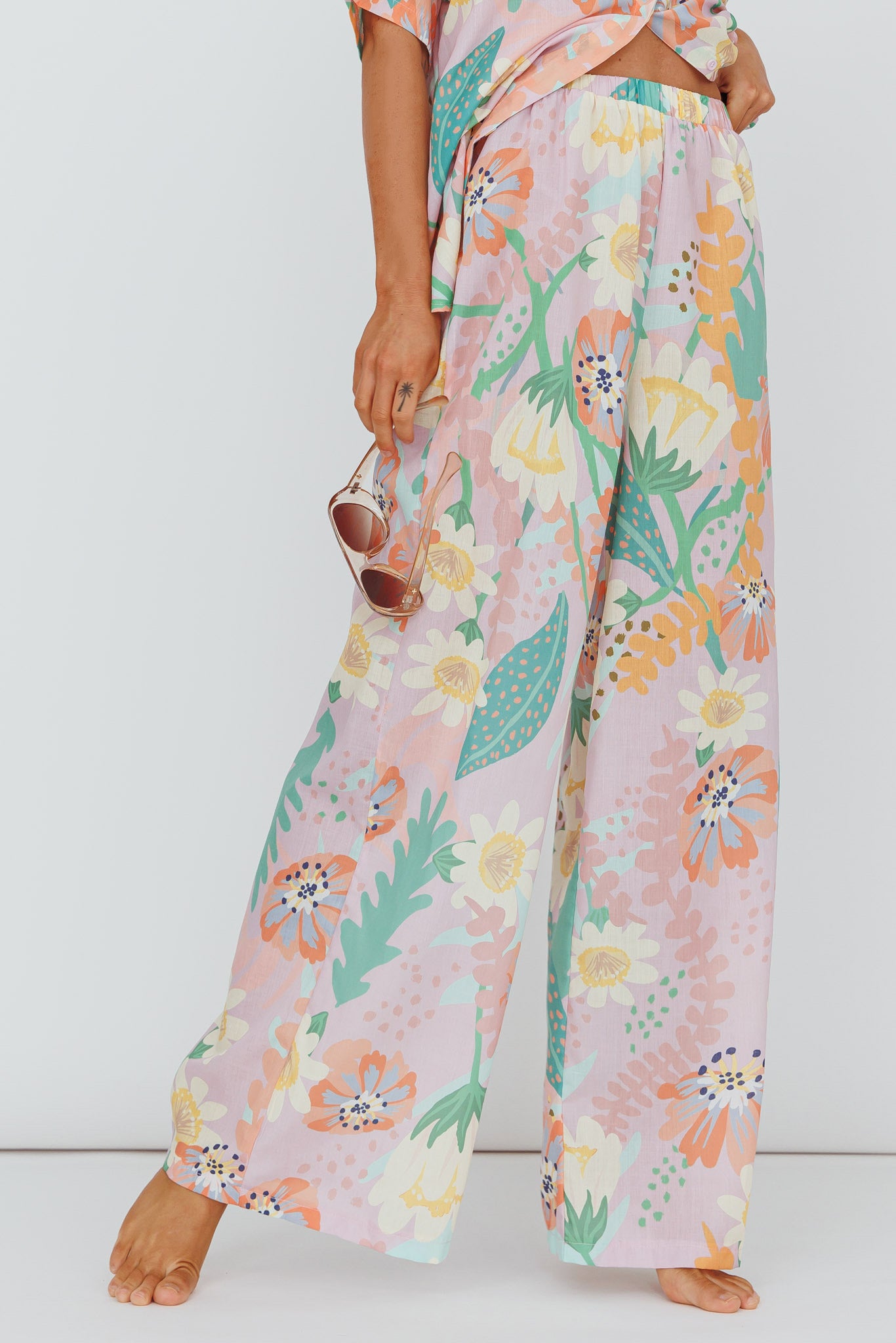 Kiko Wide Leg Pants Print Pink Multi by Selfie Leslie Australia