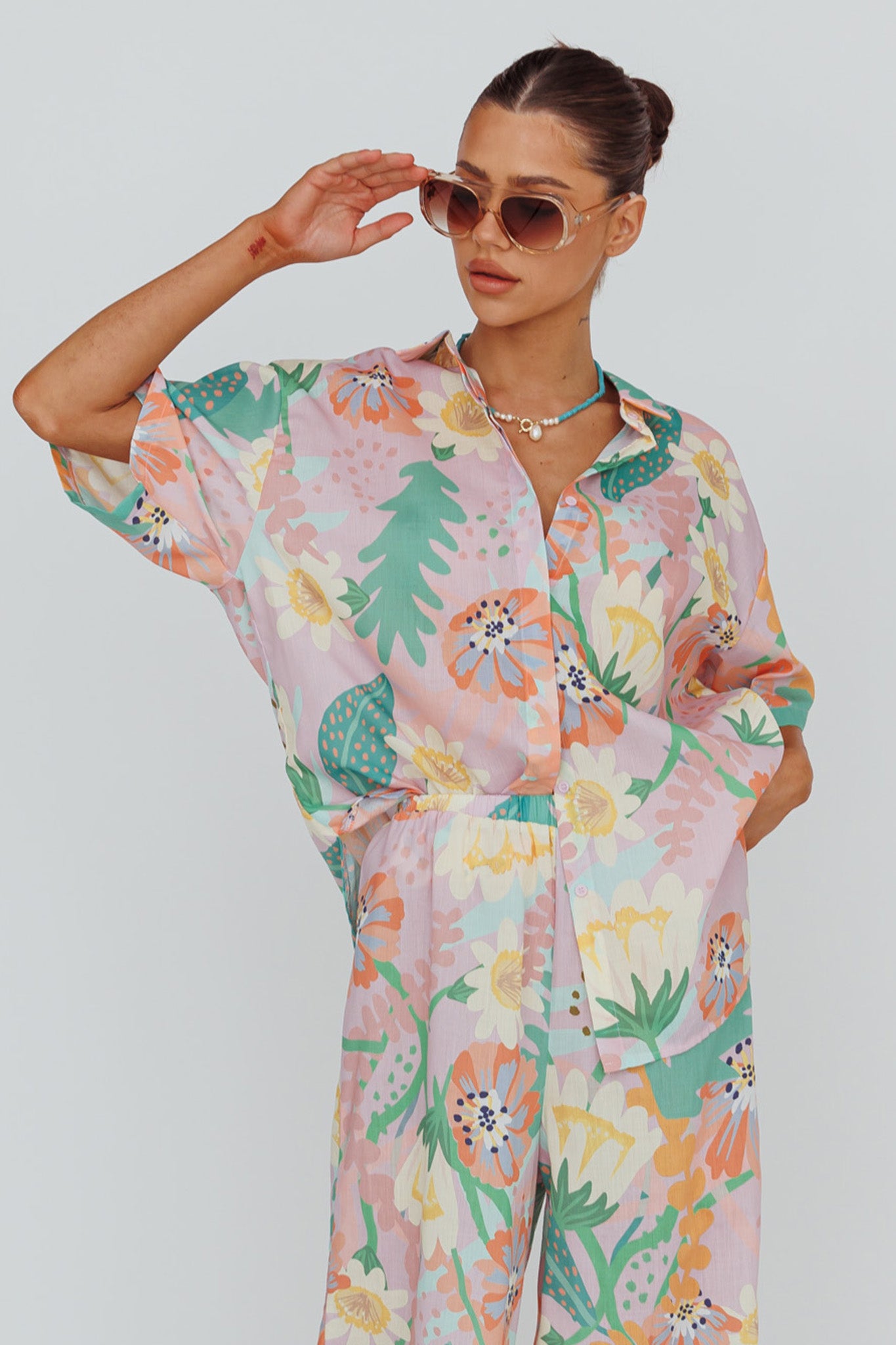 Kiko Button-Up Shirt Print Pink Multi by Selfie Leslie Australia