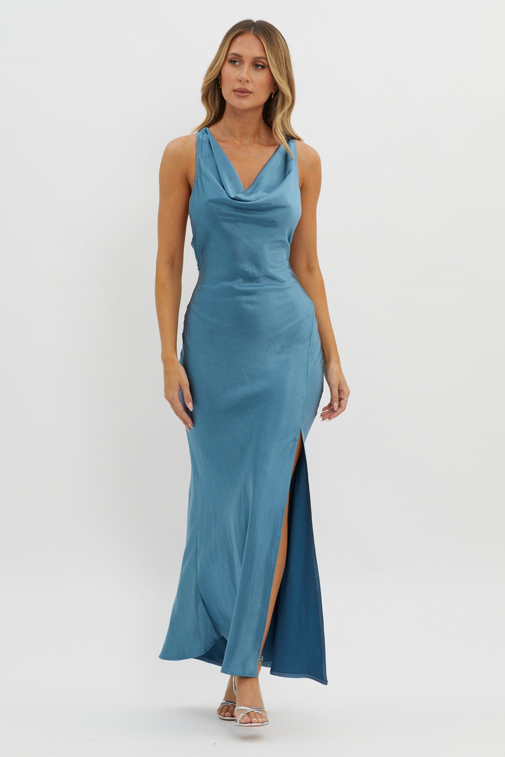 Gwendelynn Floral Back Strap Dress Blue by Selfie Leslie Australia