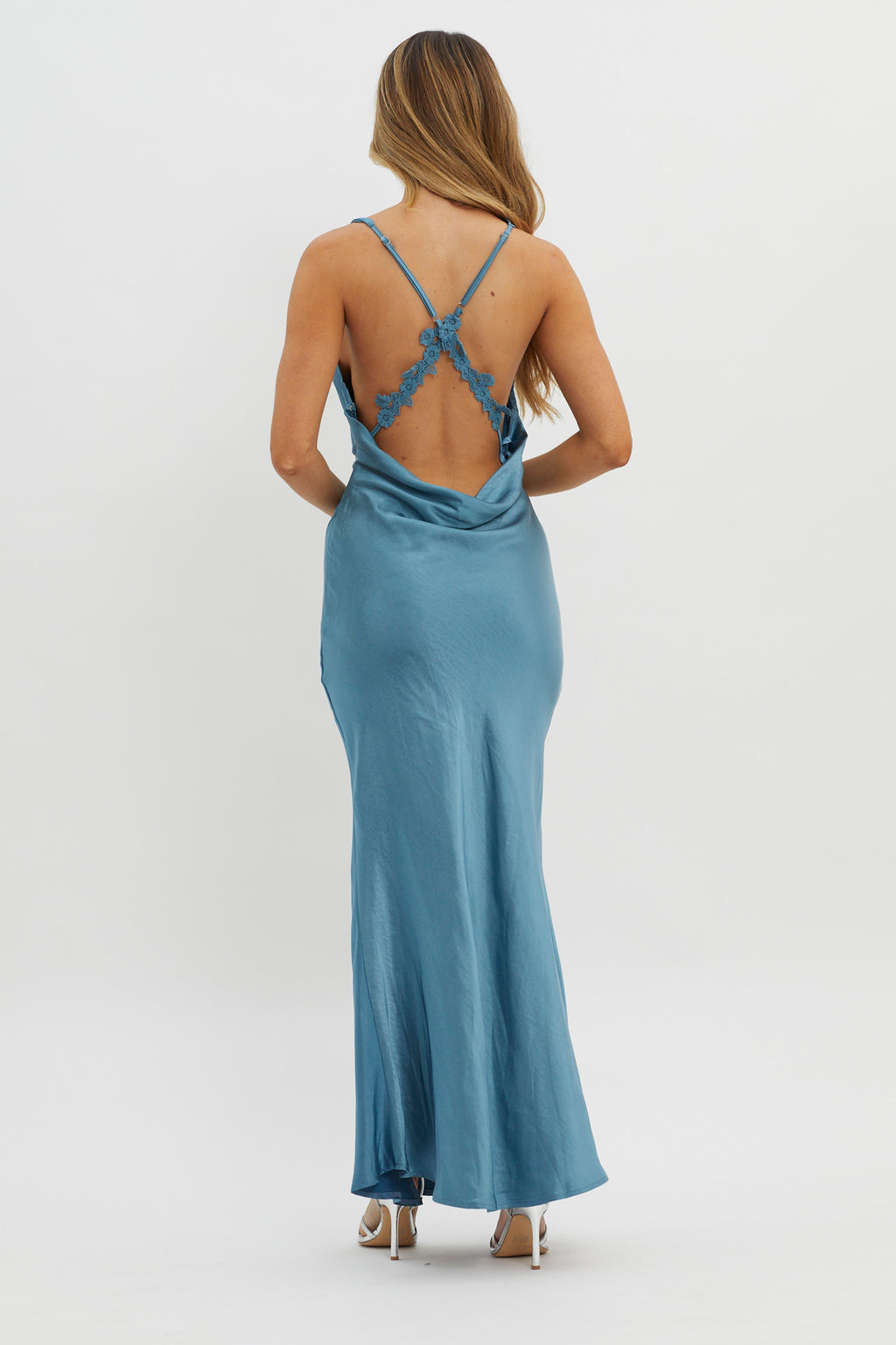 Gwendelynn Floral Back Strap Dress Blue by Selfie Leslie Australia